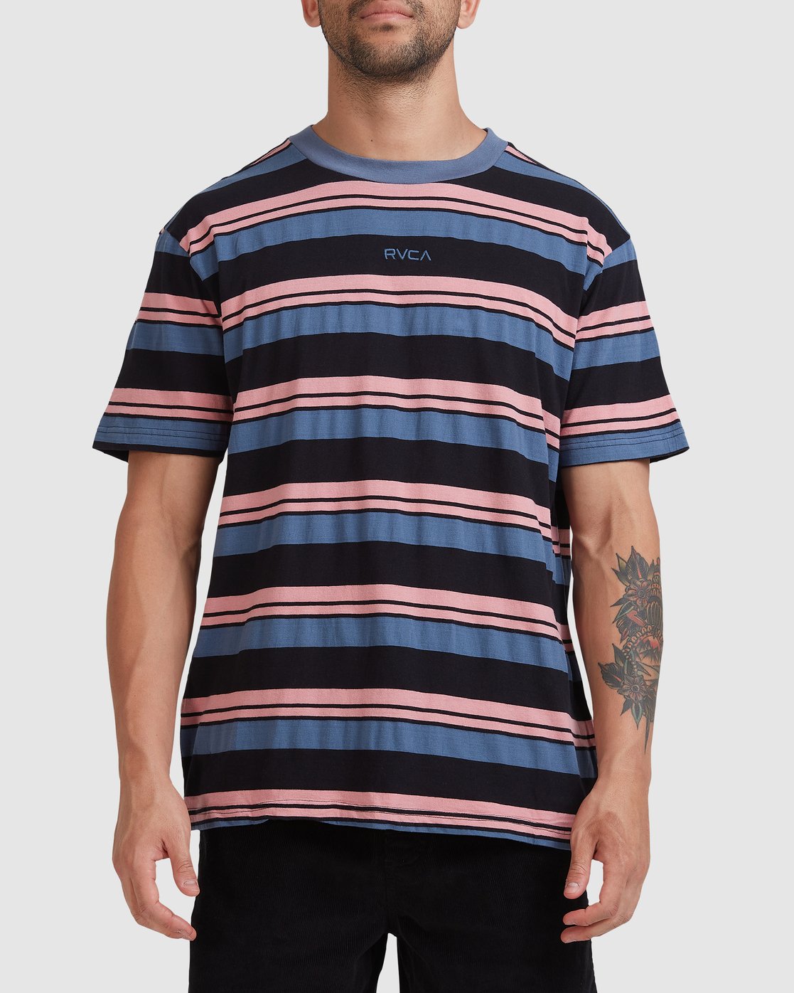 RVCA CURTIS STRIPE II SHORT SLEEVE TEE Pirate black