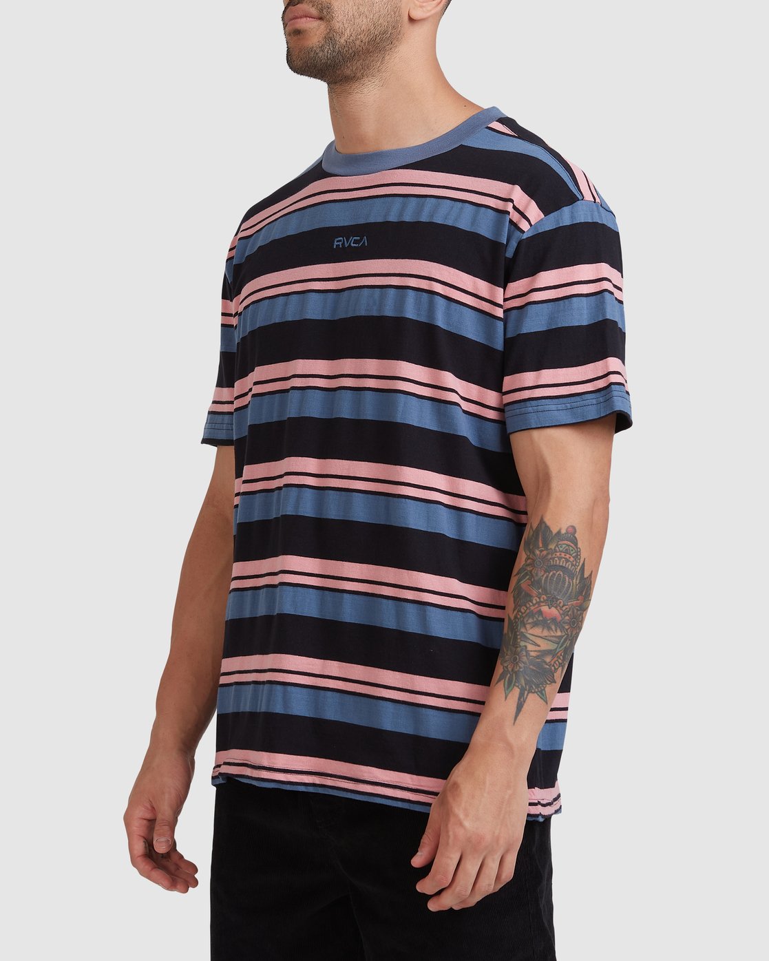 RVCA CURTIS STRIPE II SHORT SLEEVE TEE Pirate black