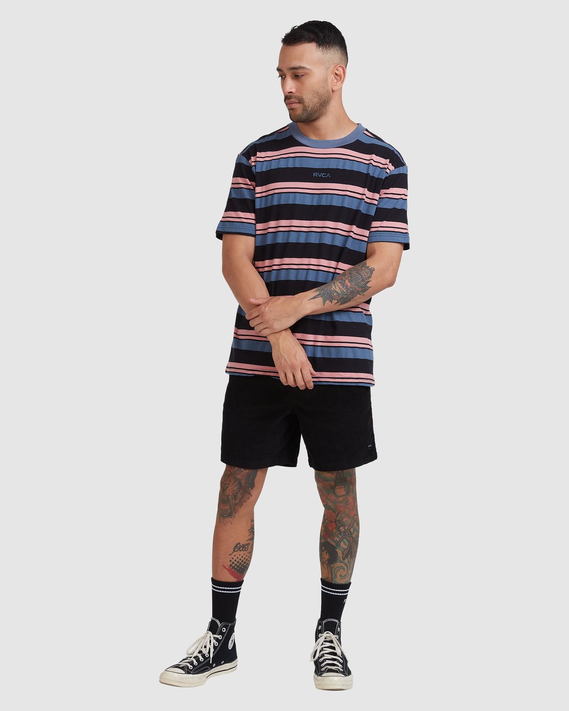RVCA CURTIS STRIPE II SHORT SLEEVE TEE Pirate black