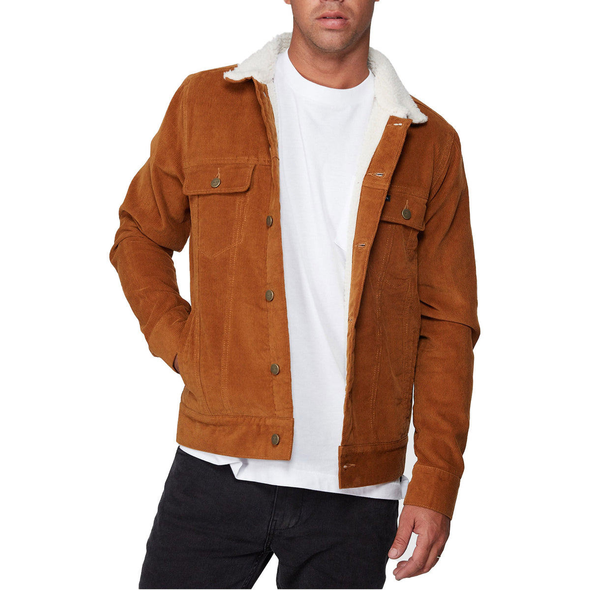 Rvca Daggers Corduroy Sherpa Jacket Bronze 