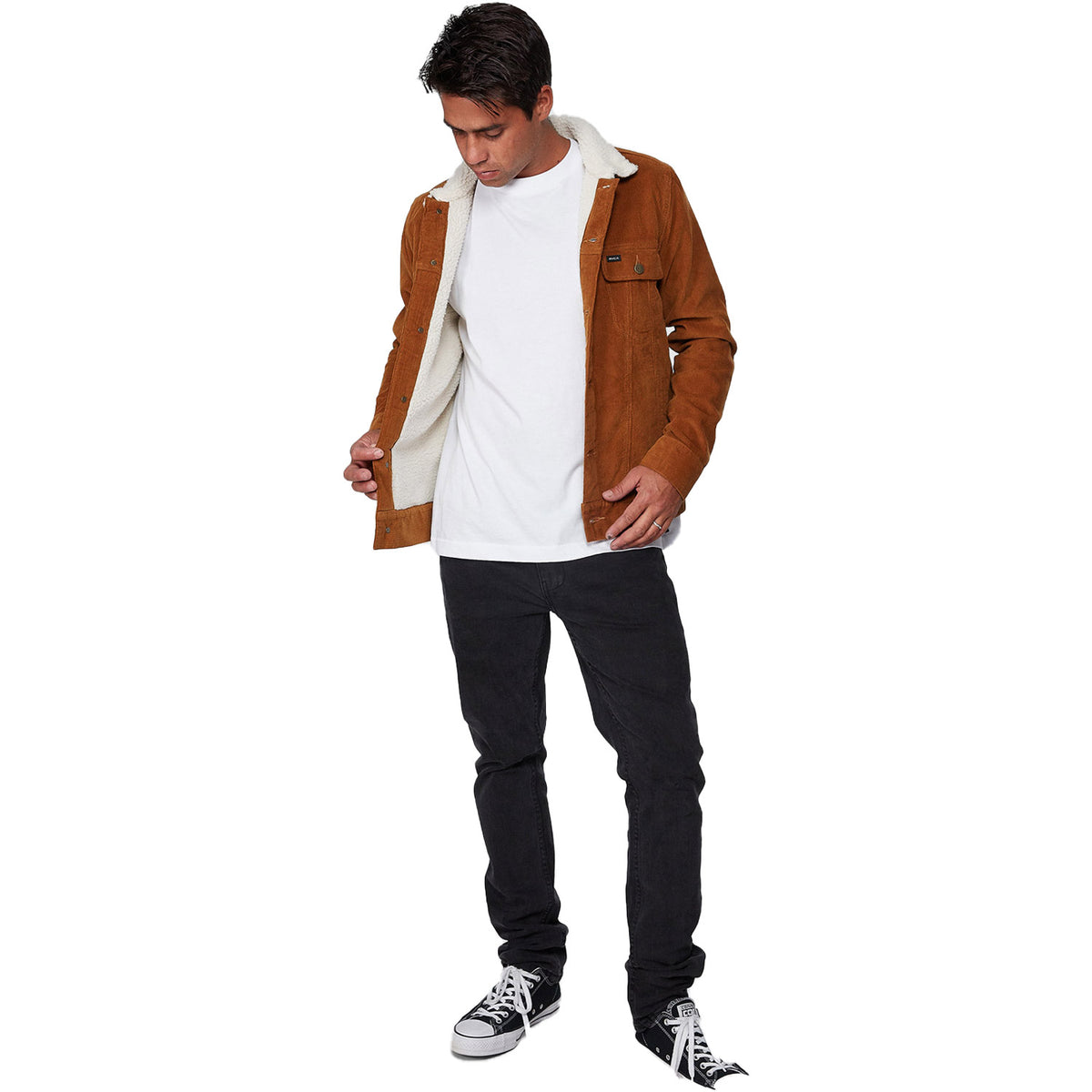 Rvca Daggers Corduroy Sherpa Jacket Bronze 