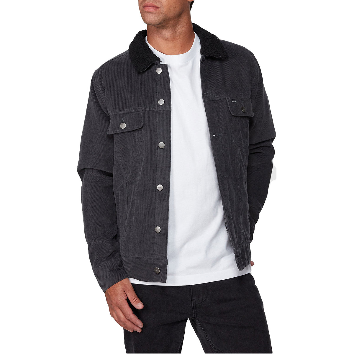 Rvca Daggers Corduroy Sherpa Jacket Smoke