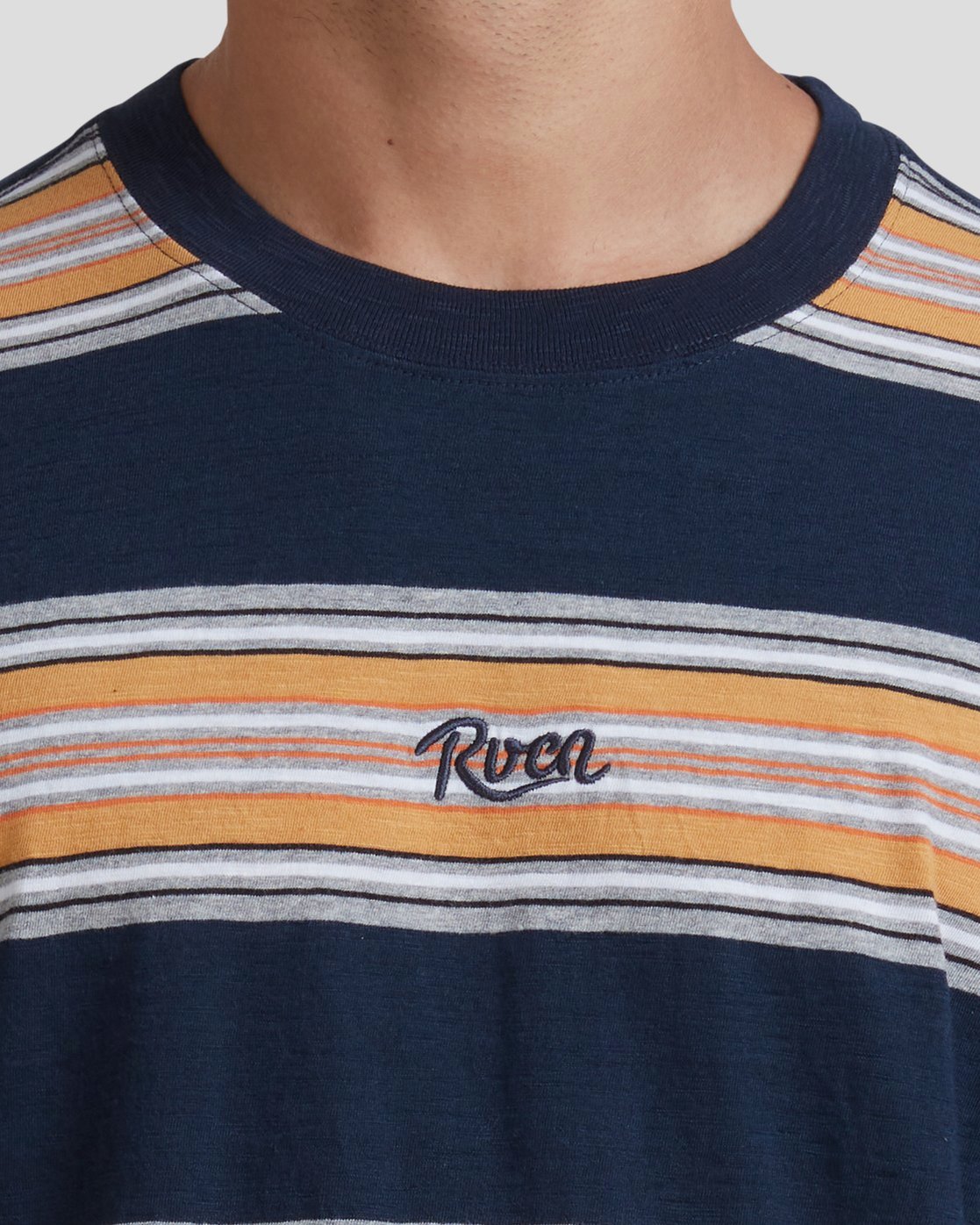 RVCA FRAGMENT STRIPE SHORT SLEEVE TEE NAVY MARINE