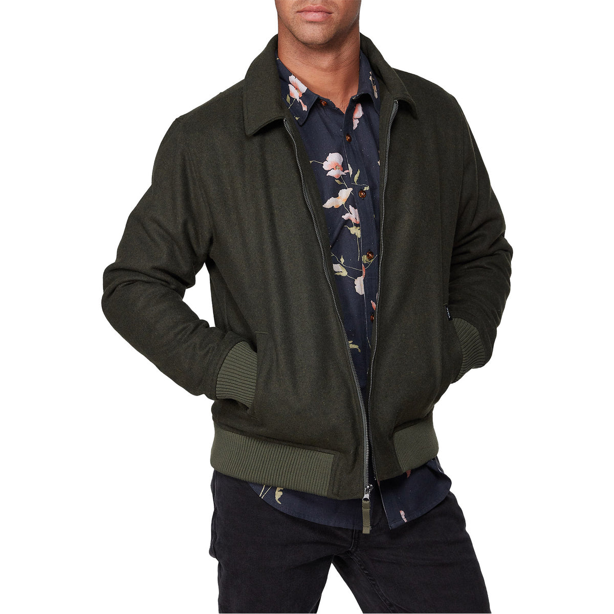 Rvca Kickin Bomber Jacket Olive Heather