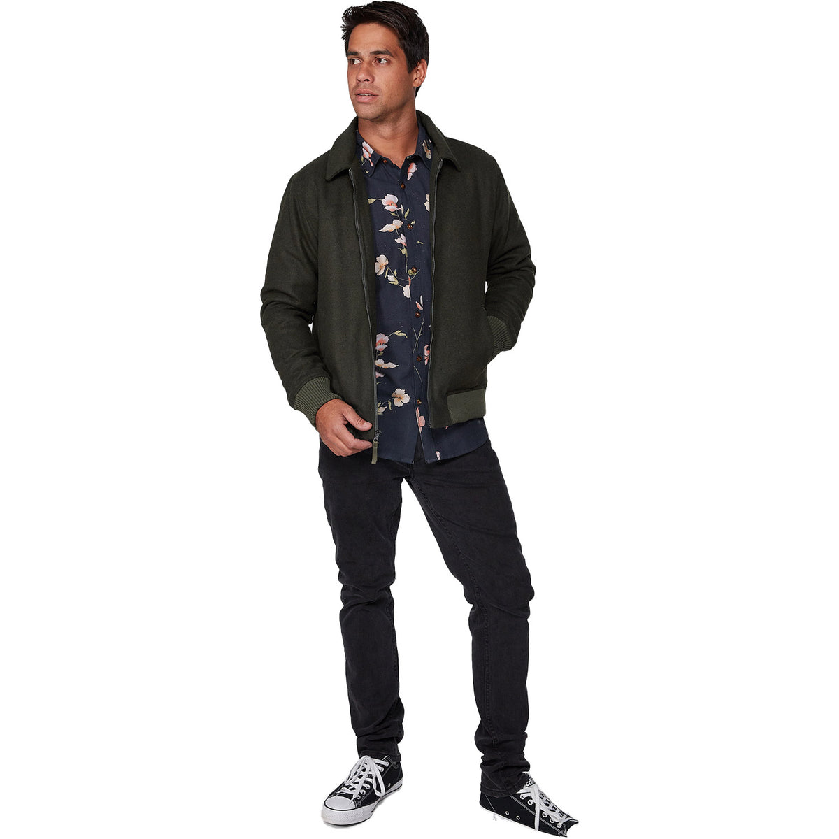 Rvca Kickin Bomber Jacket Olive Heather