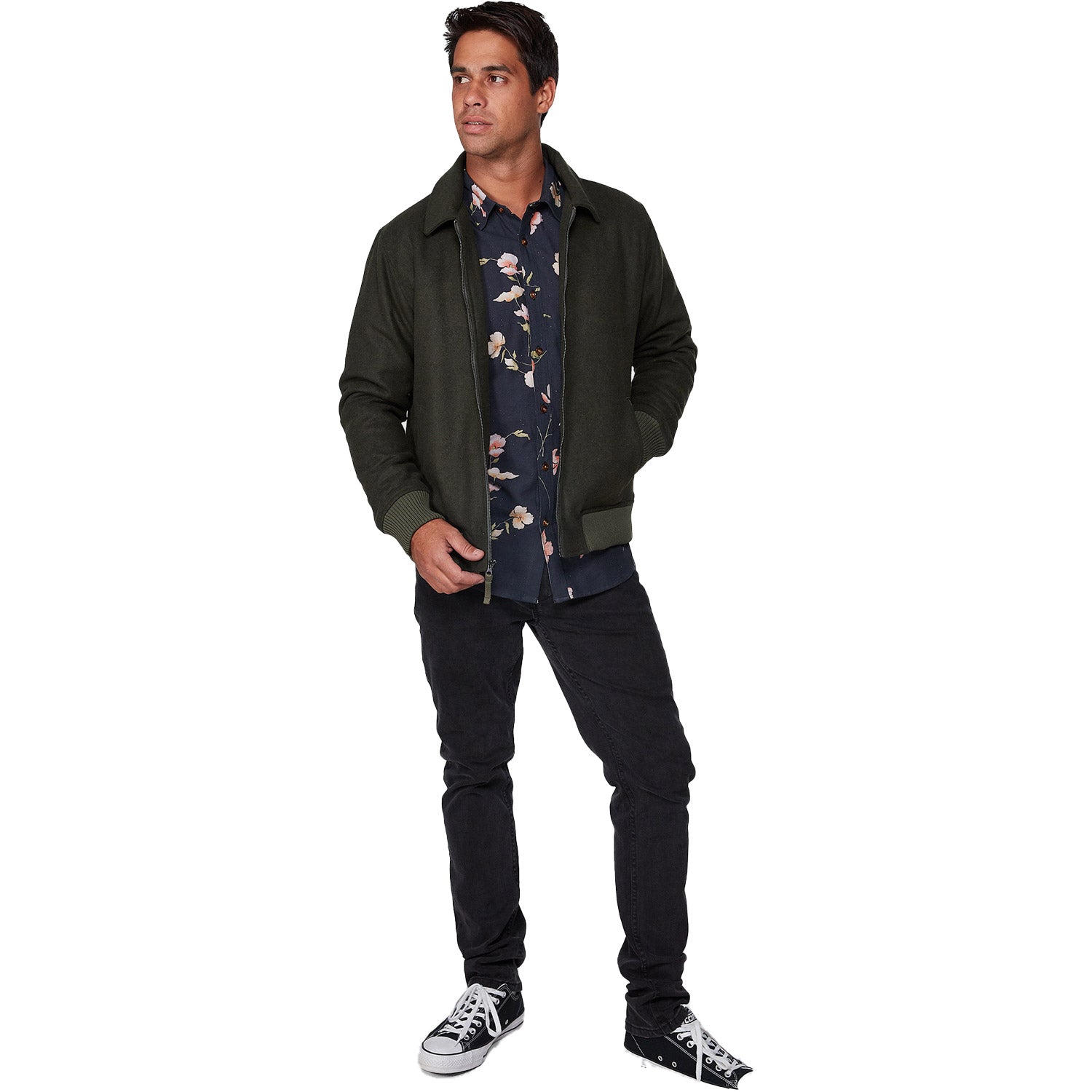 Rvca Kickin Bomber Jacket Olive Heather