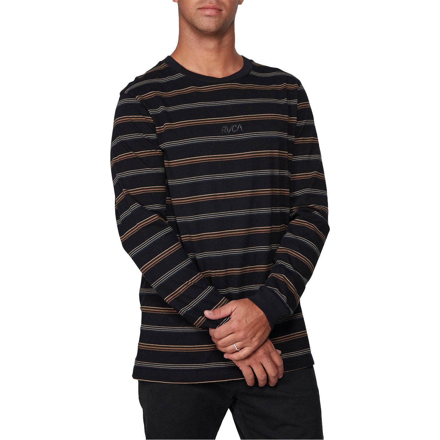 Rvca Merc Stripe Long Sleeve Tee Black 