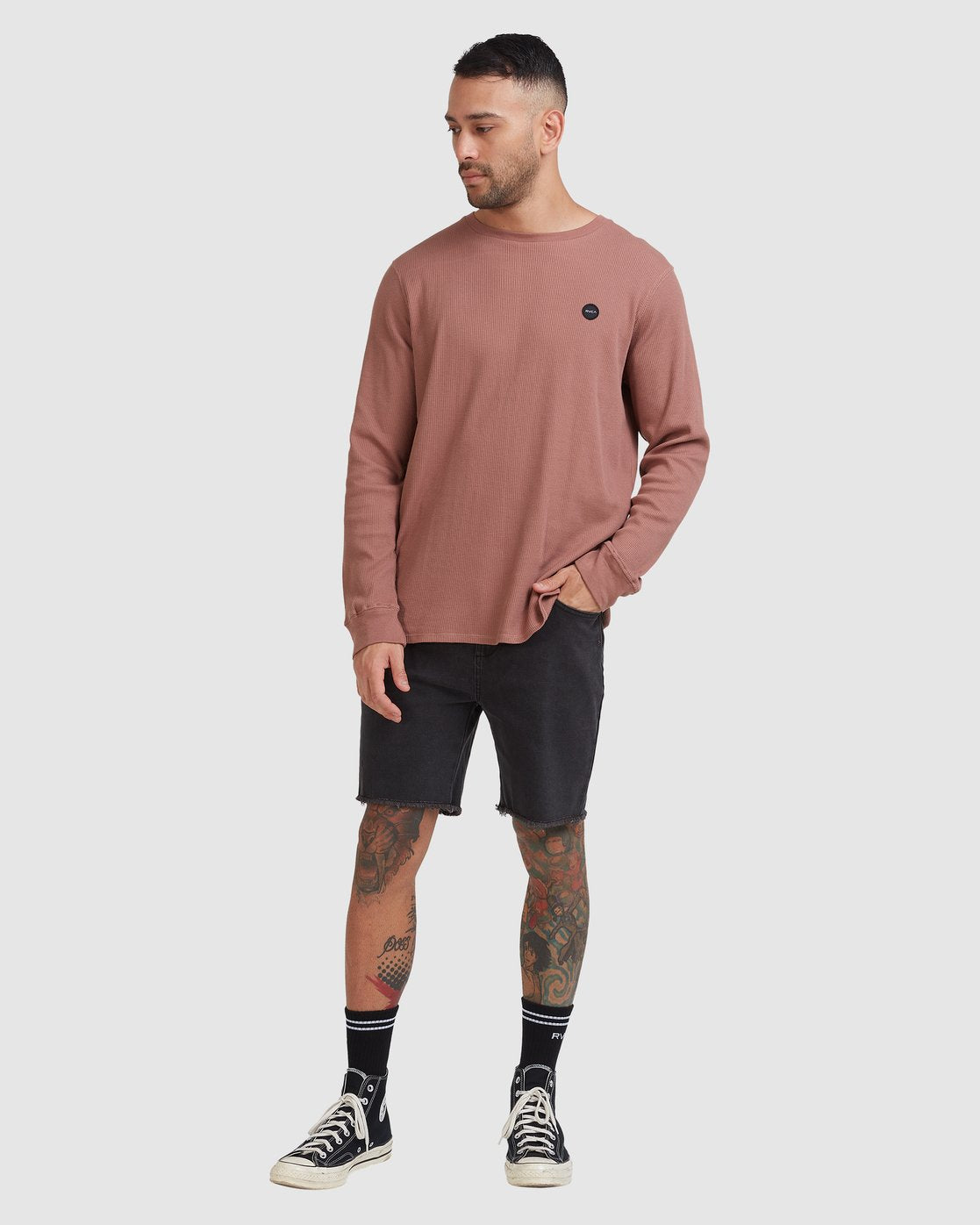 RVCA Motors Waffle Long Sleeve Tee Rustic