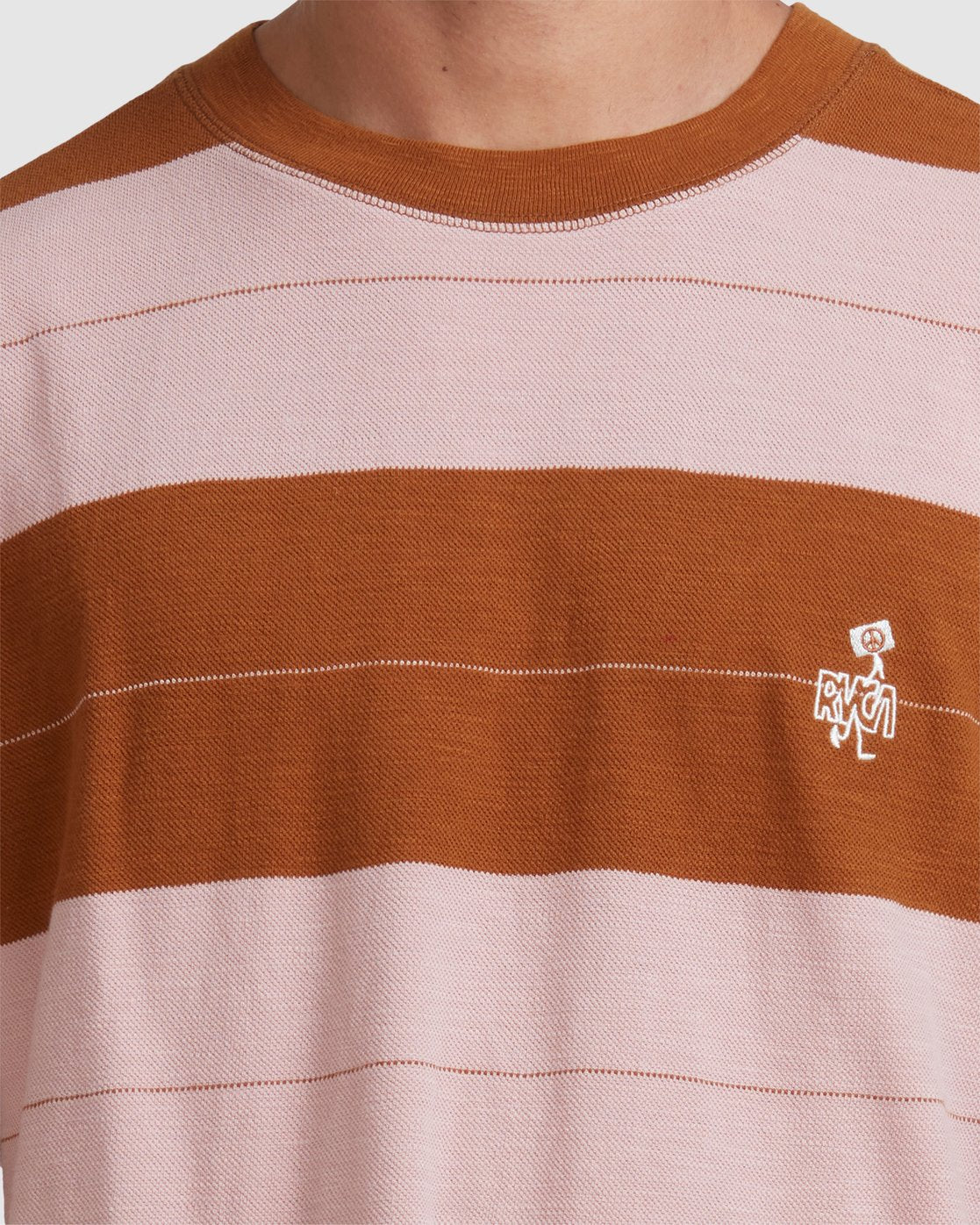 RVCA Peace March Stripe Short Sleeve Tee Camel