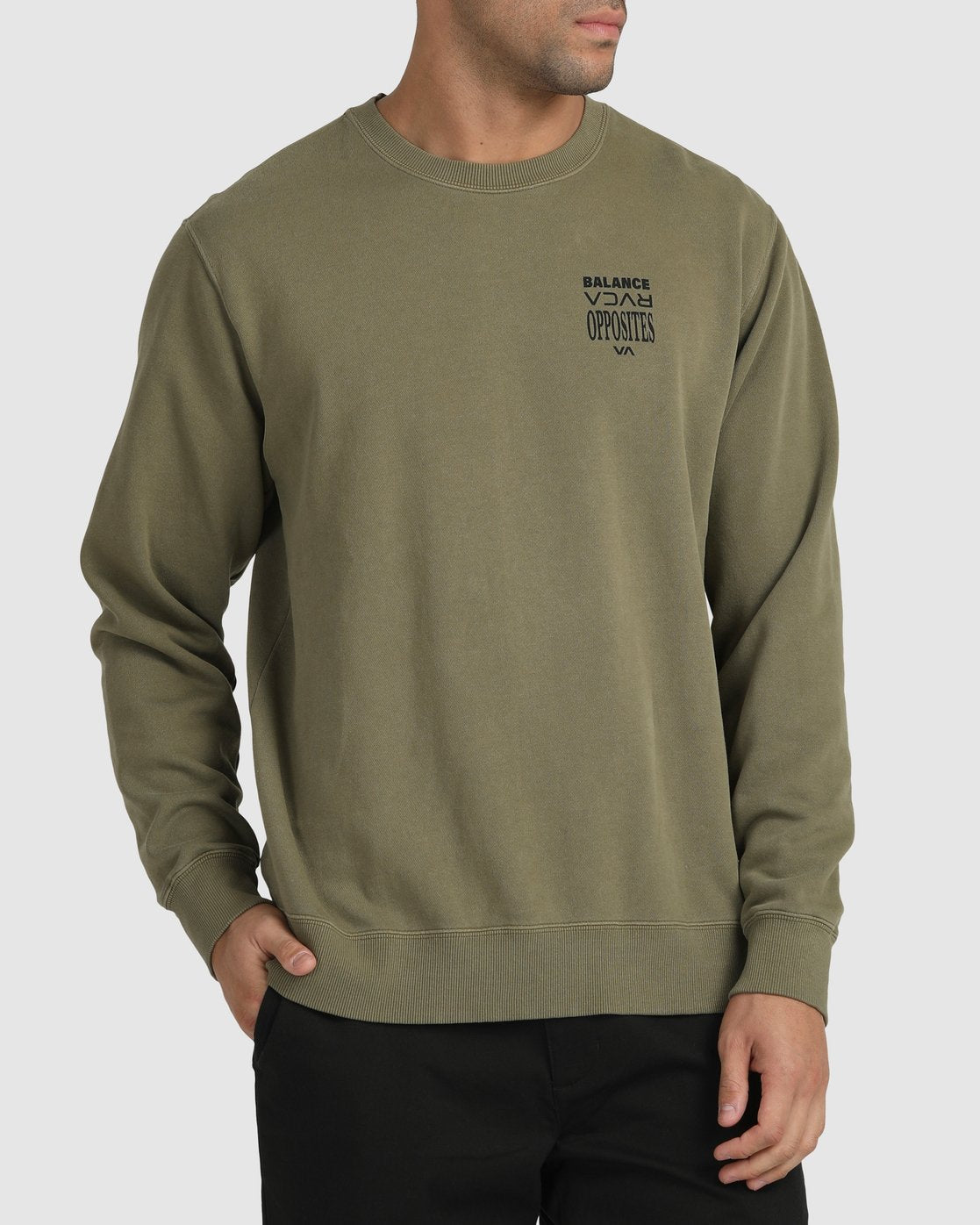 RVCA Prize Fight Crewneck Sweatshirt DARK OLIVE
