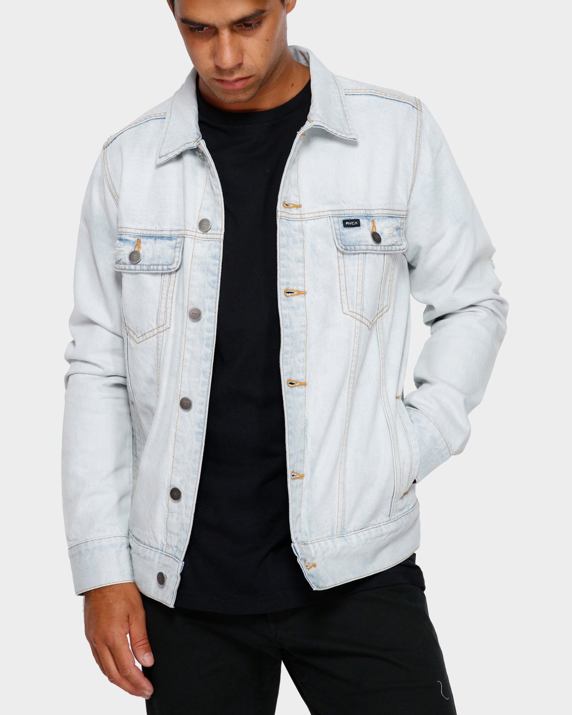 RVCA RVCA DISTRESSED DENIM JACKET Bleachout