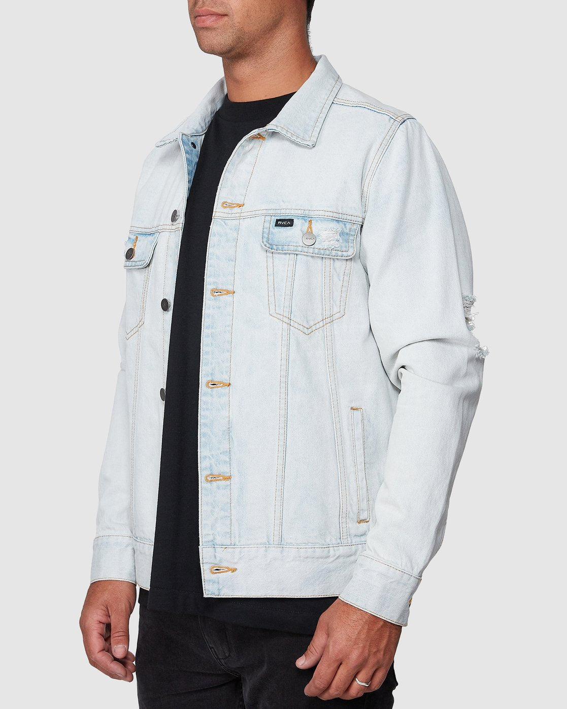 RVCA RVCA DISTRESSED DENIM JACKET Bleachout