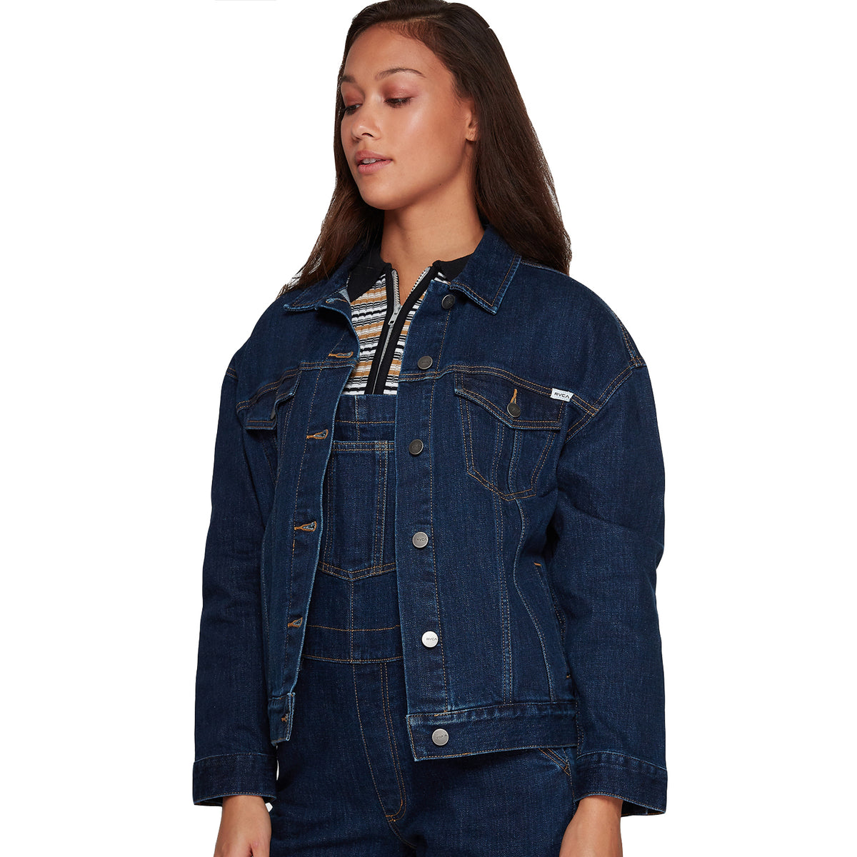 RVCA Slouch Denim Casual Jacket Rinsed