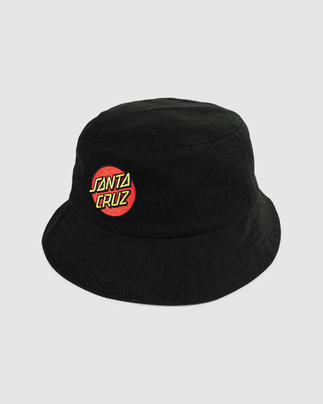 Santa Cruz Dot Youth Bucket Hat Black