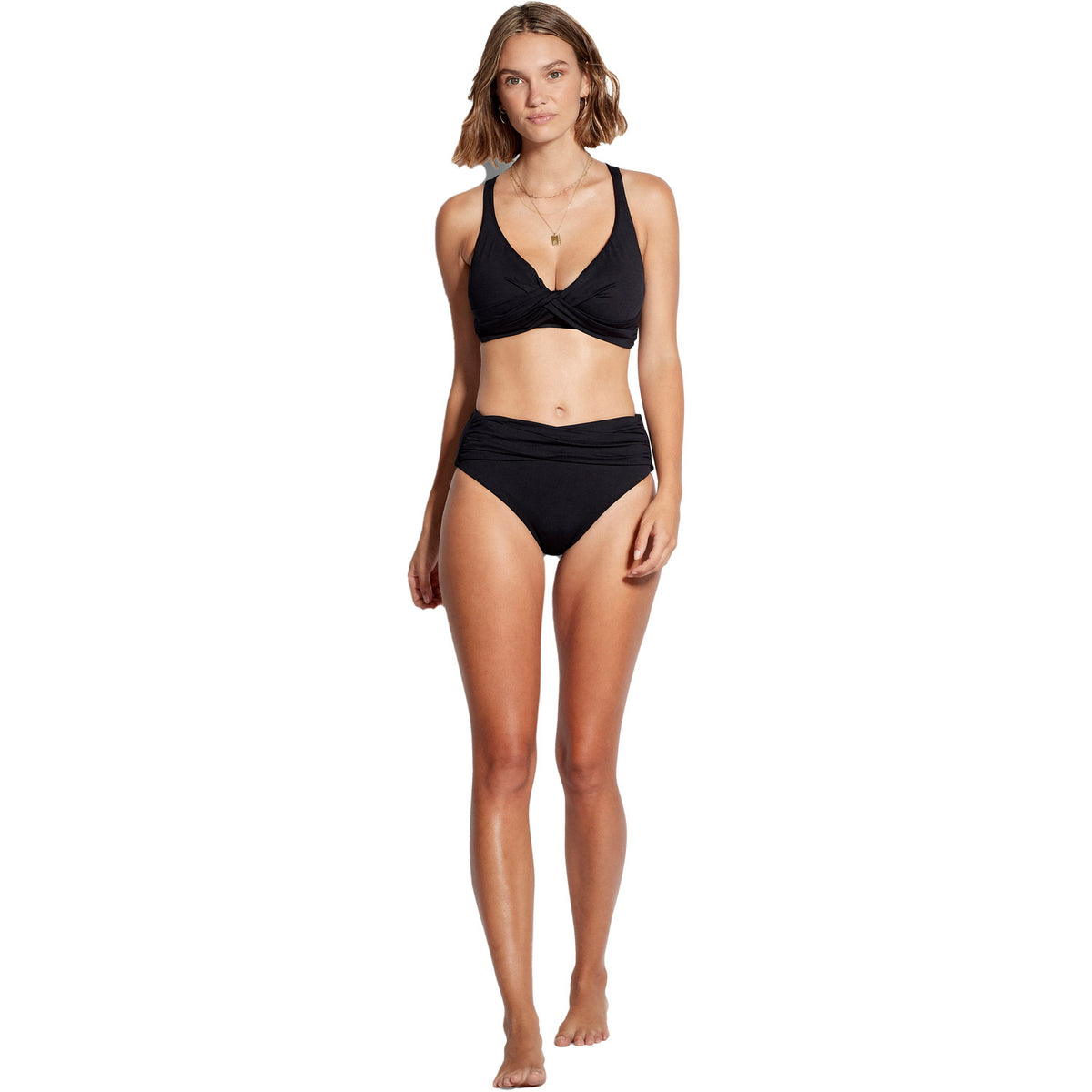 Seafolly Essentials High Waist Wrap Bikini Bottom Black