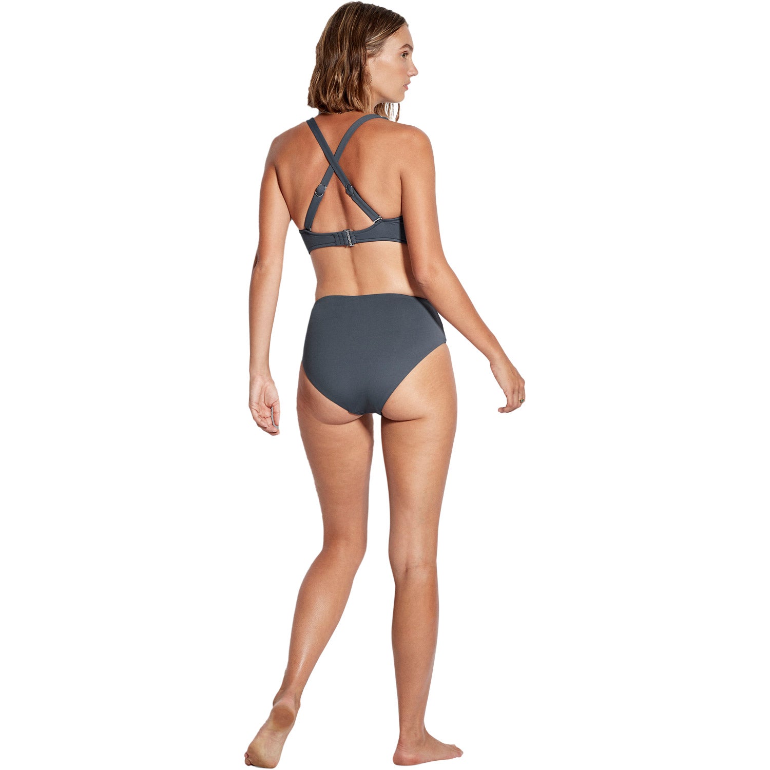 Seafolly Essentials High Waist Wrap Bikini Bottom Granite