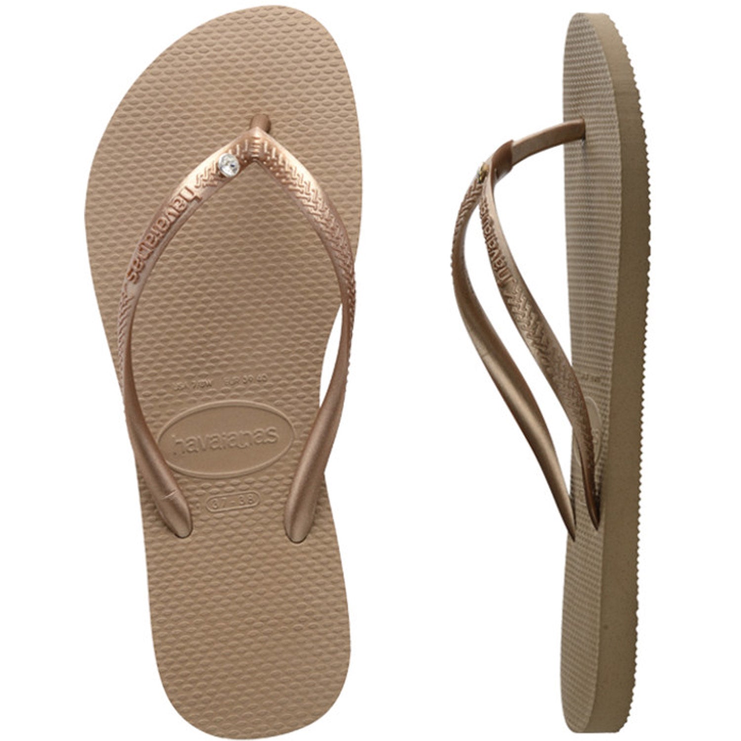 Slim Crystal Thongs Rose Gold