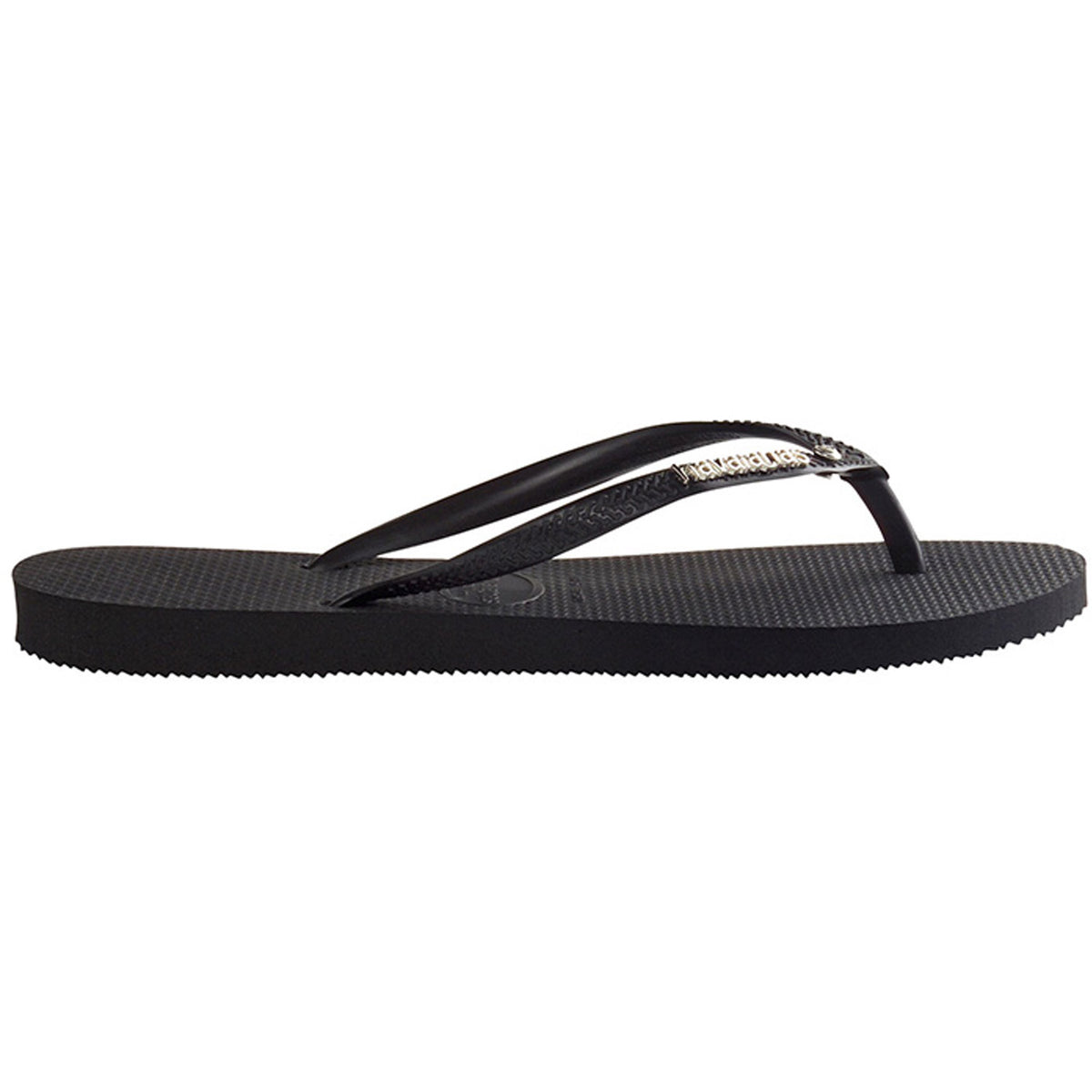 Slim Metal Logo Thongs Crystal Black