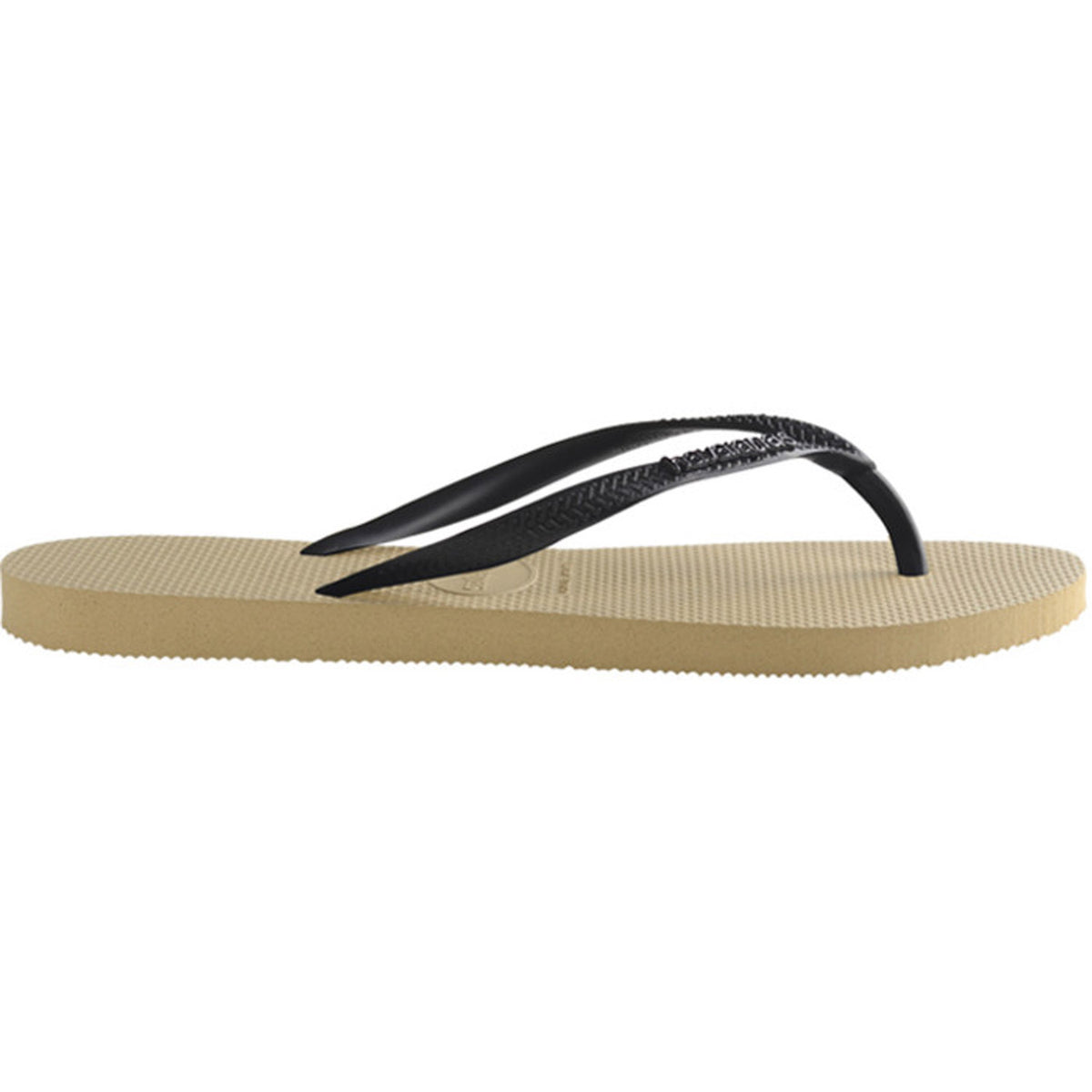Slim Metal Logo Thongs Sand Grey Black