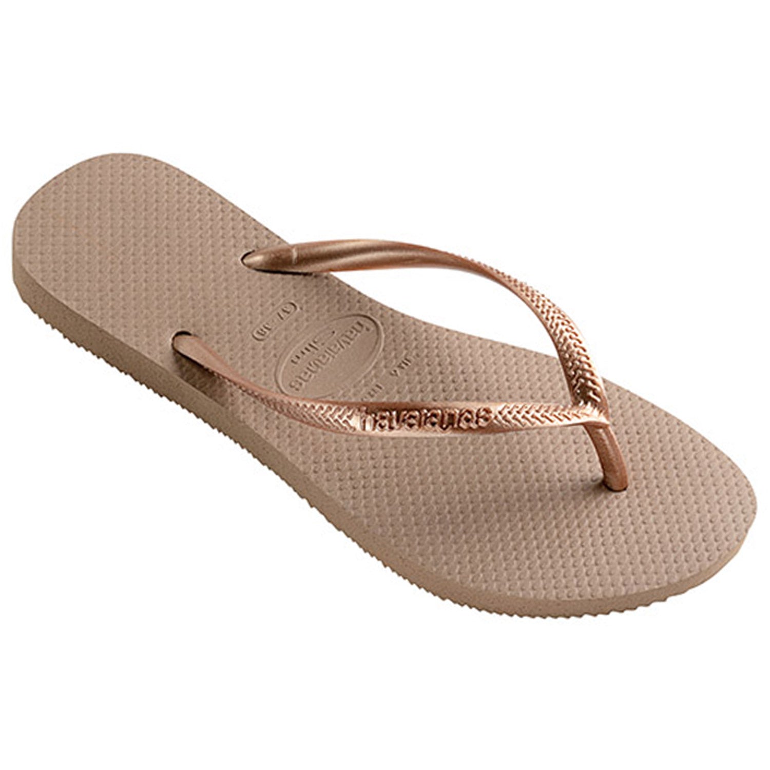 Slim Metallic Thongs Rose Gold