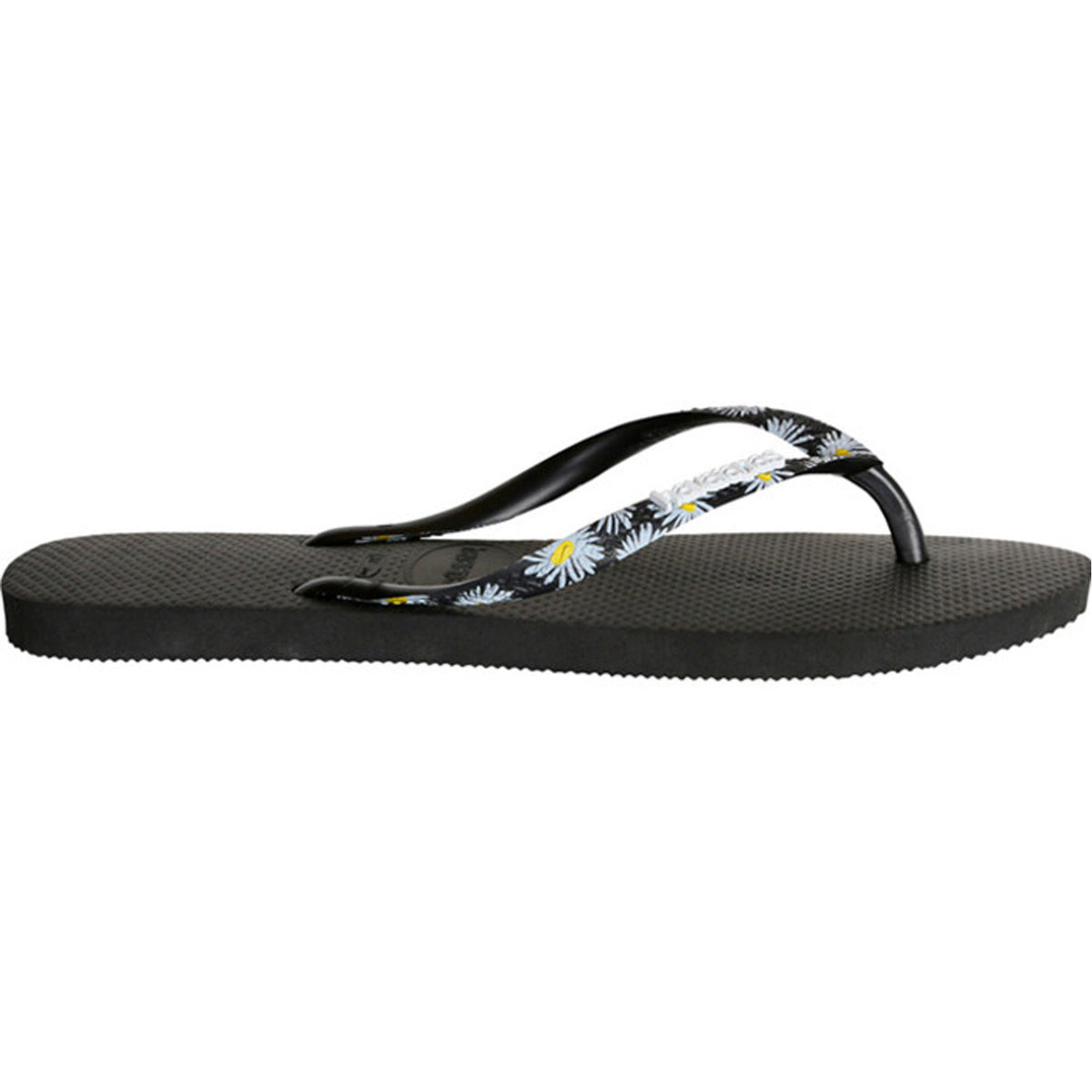 Slim Printed Strap Thongs Black Silver