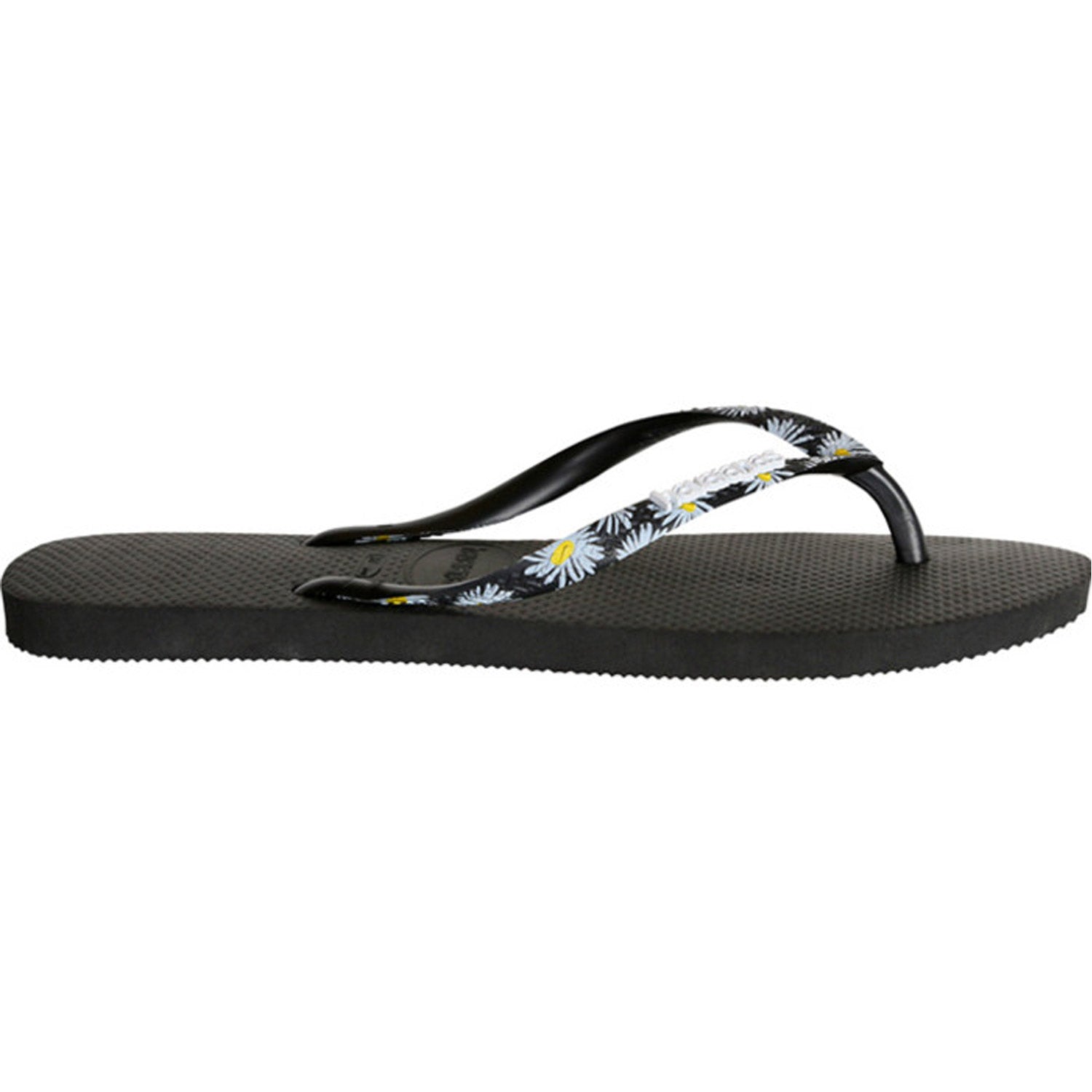 Slim Printed Strap Thongs Black Silver