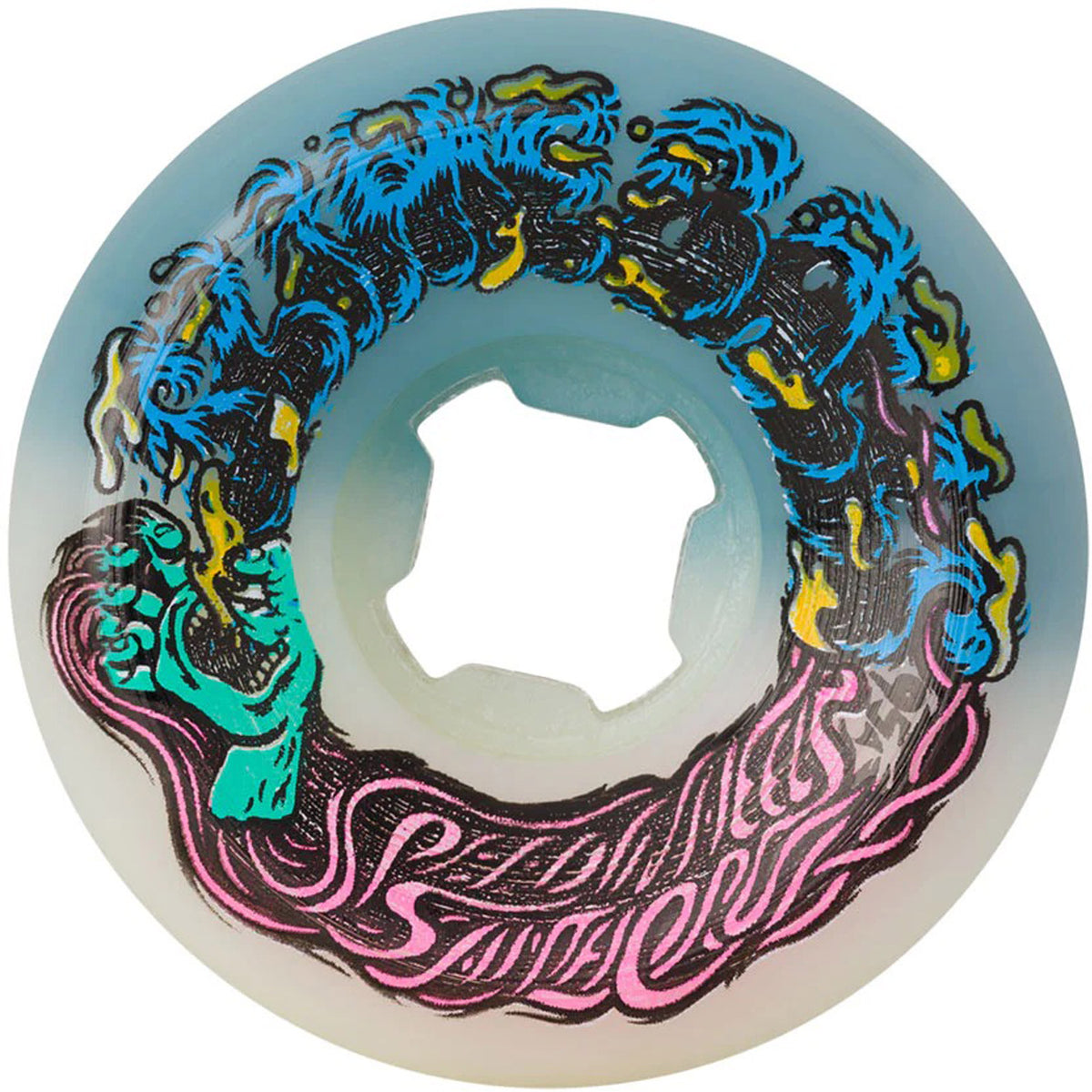 54mm Hairballs 50-50 White Teal 95a Skateboard Wheels