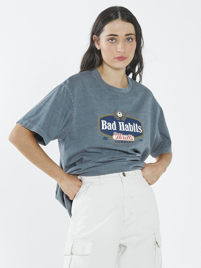 Thrills Bad Habits Die Hard Merch Fit Tee AIRFORCE BLUE