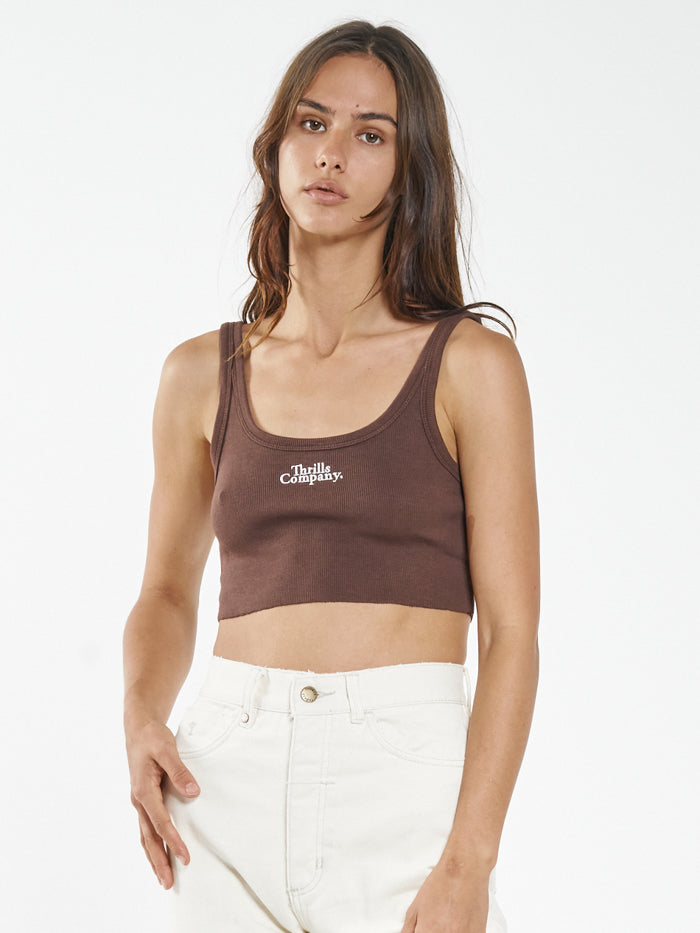 Thrills Contrasting Stack Crop Retro Tank Mahogany