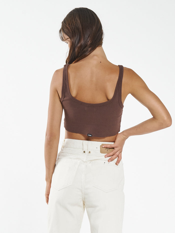 Thrills Contrasting Stack Crop Retro Tank Mahogany