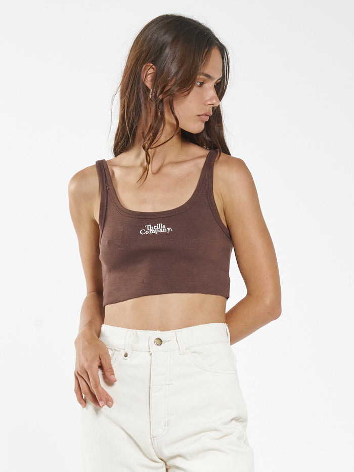 Thrills Contrasting Stack Crop Retro Tank Mahogany