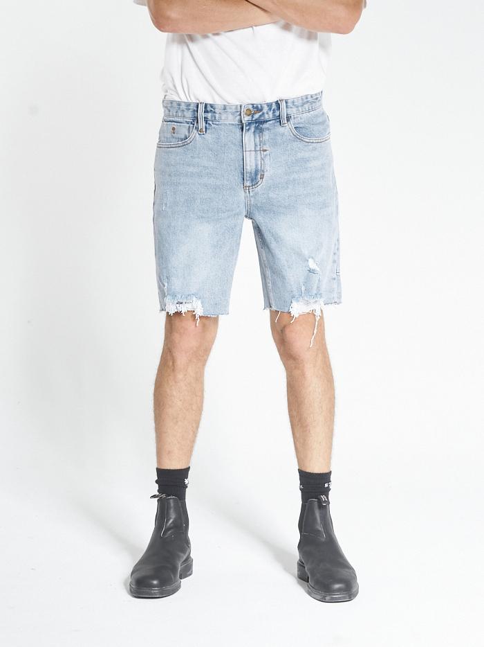 Thrills Destroyed Bones Denim Short - Aged Blue Aged blue