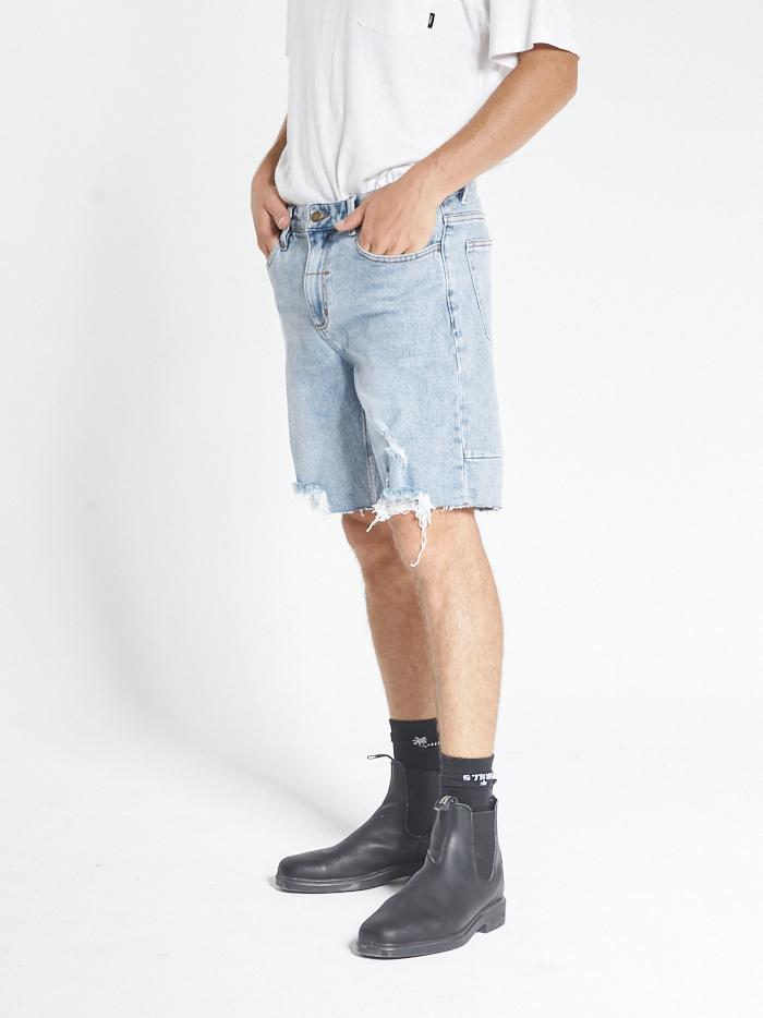 Thrills Destroyed Bones Denim Short - Aged Blue Aged blue