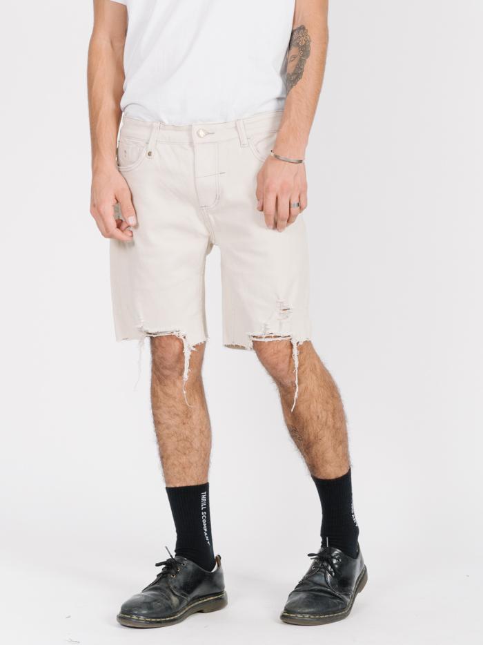 Thrills Destroyed Bones Denim Short - Dirty White Dirty white