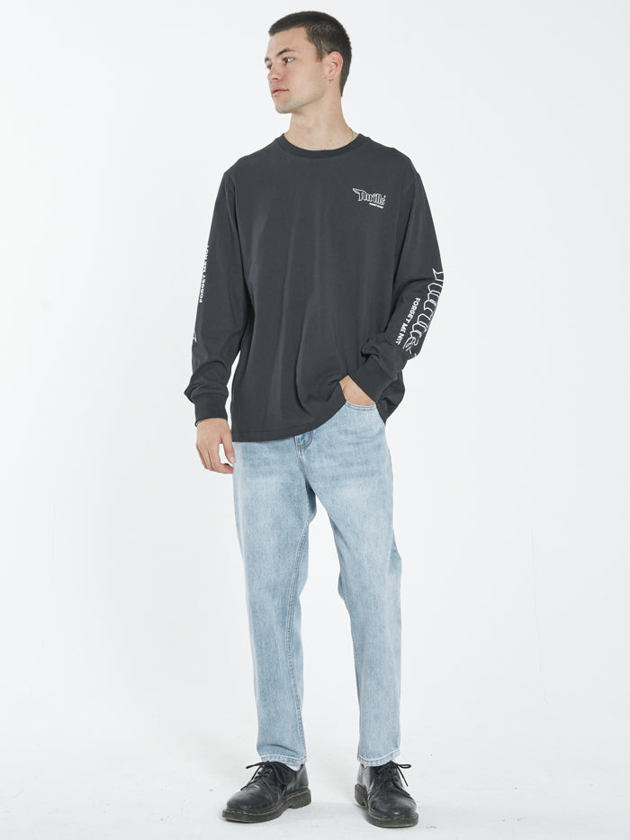 Thrills Forget Me Not Merch Fit Long Sleeve Tee Washed Black