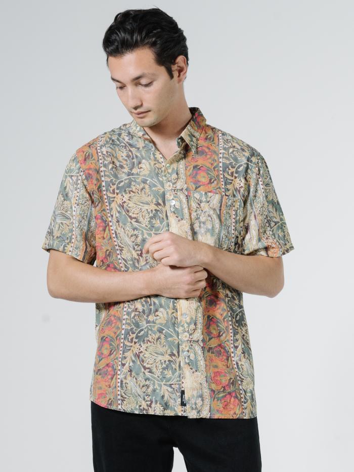 Thrills June Street Blues Short Sleeve Shirt - Cream Cream