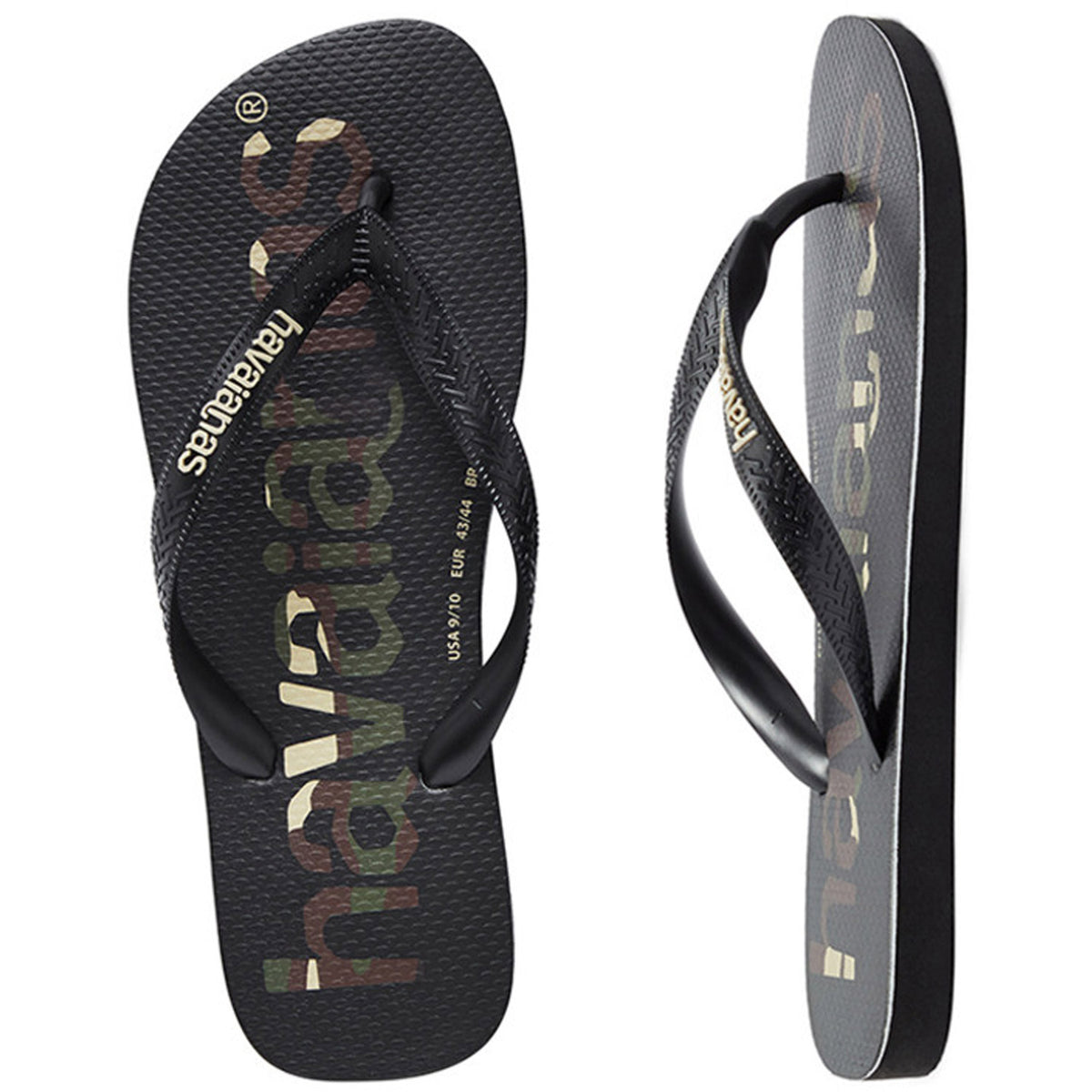 Top Logo Mania Thongs Black Black White