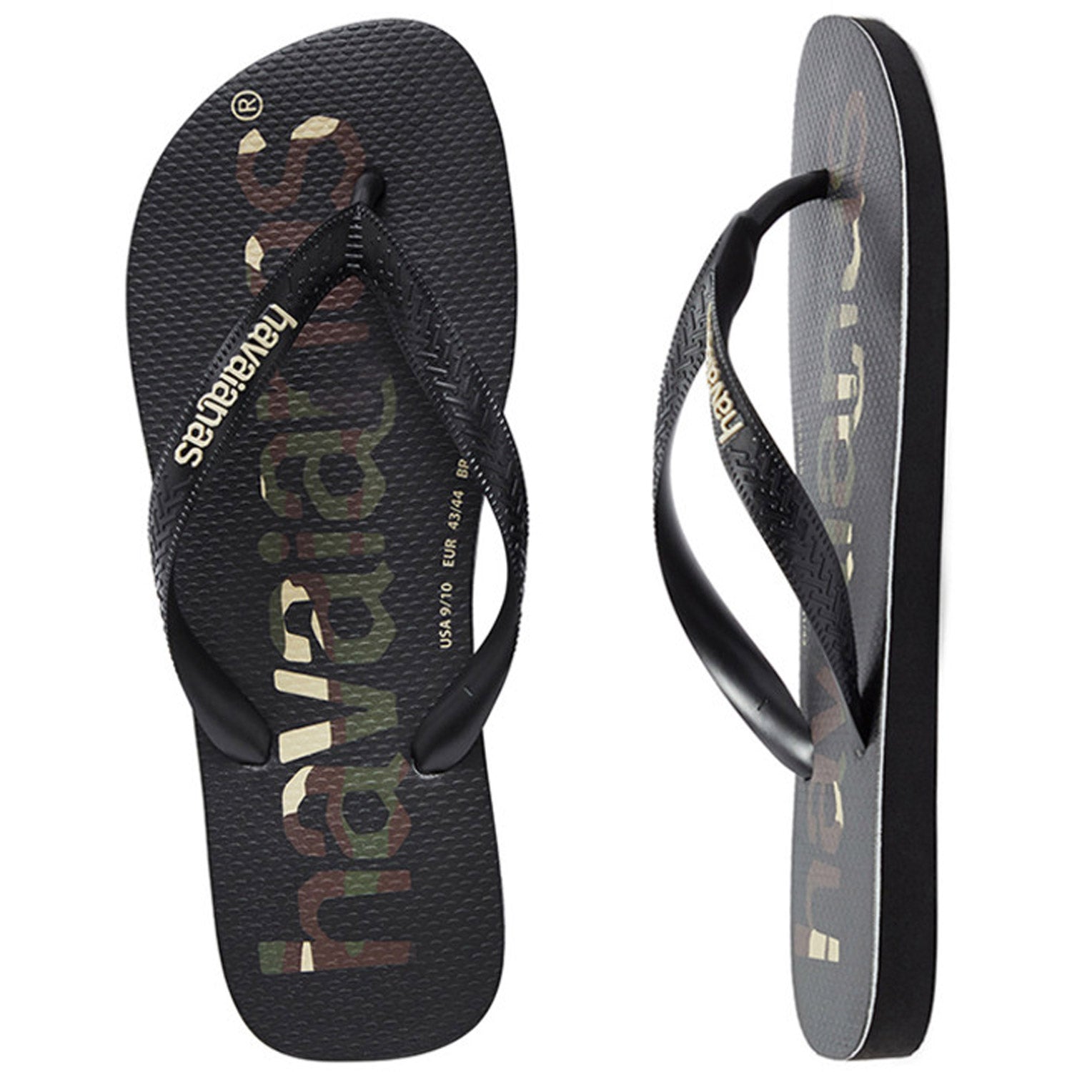 Top Logo Mania Thongs Black Black White
