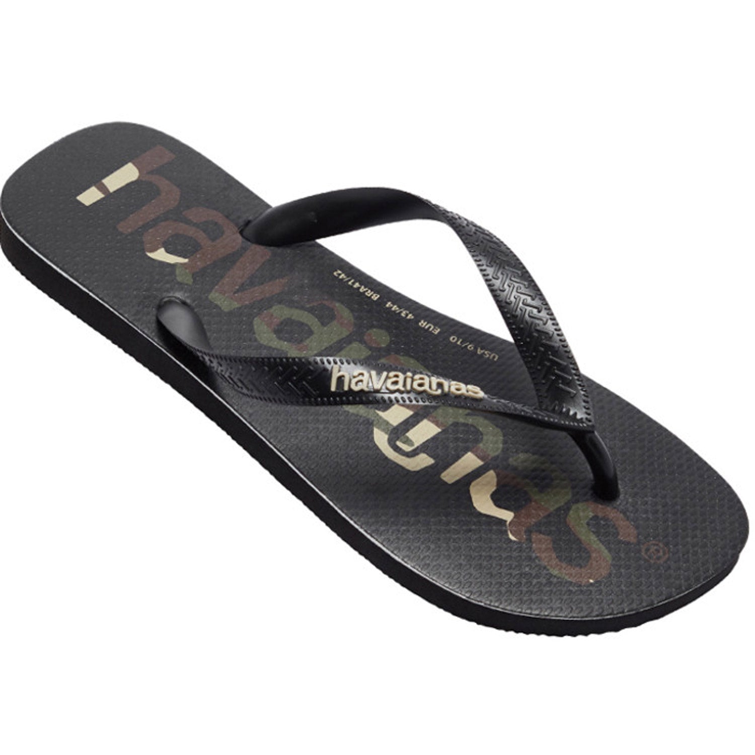 Top Logo Mania Thongs Black Black White