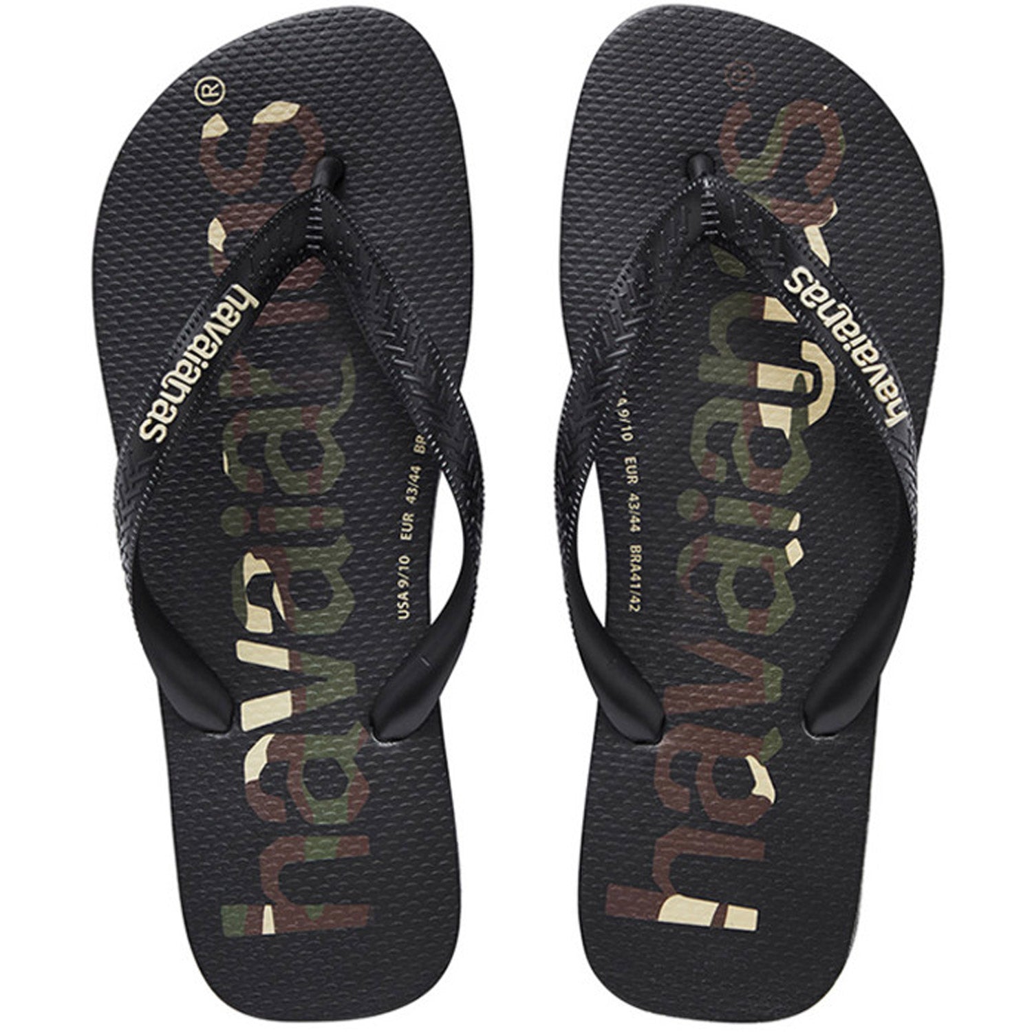 Top Logo Mania Thongs Black Black White