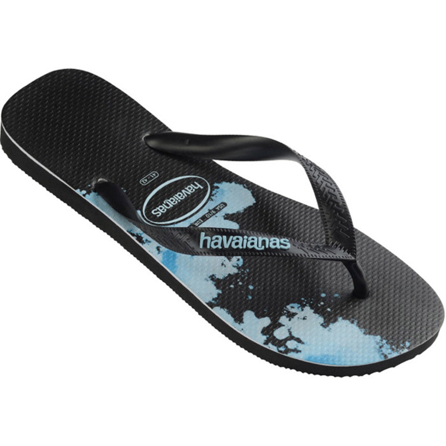 Top Print Amp Thongs Black Blue
