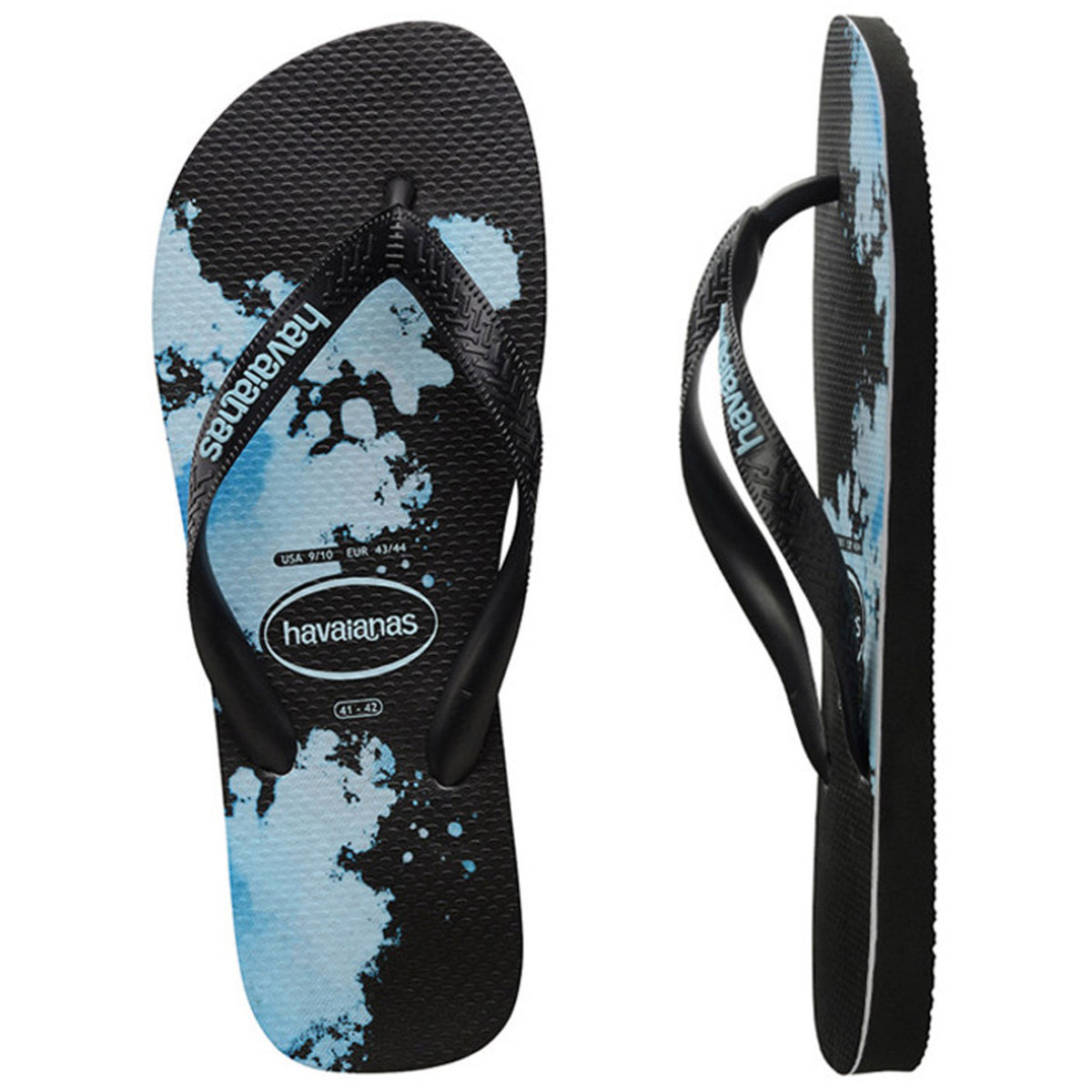 Top Print Amp Thongs Black Blue