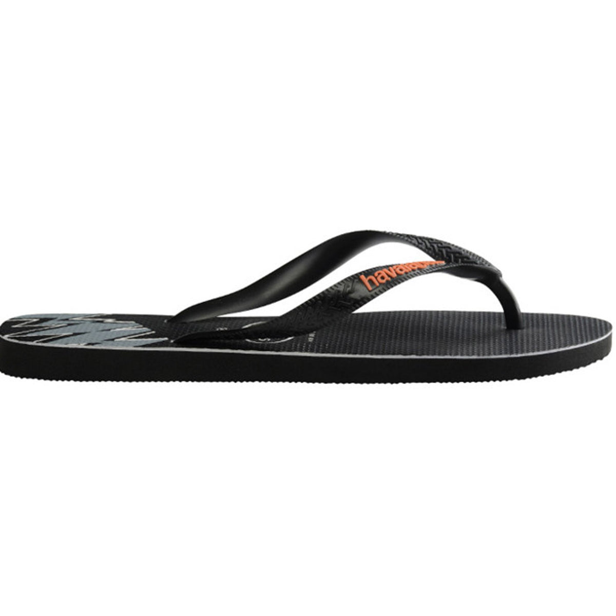 Top Print Splice Thongs Black Begonia Orange