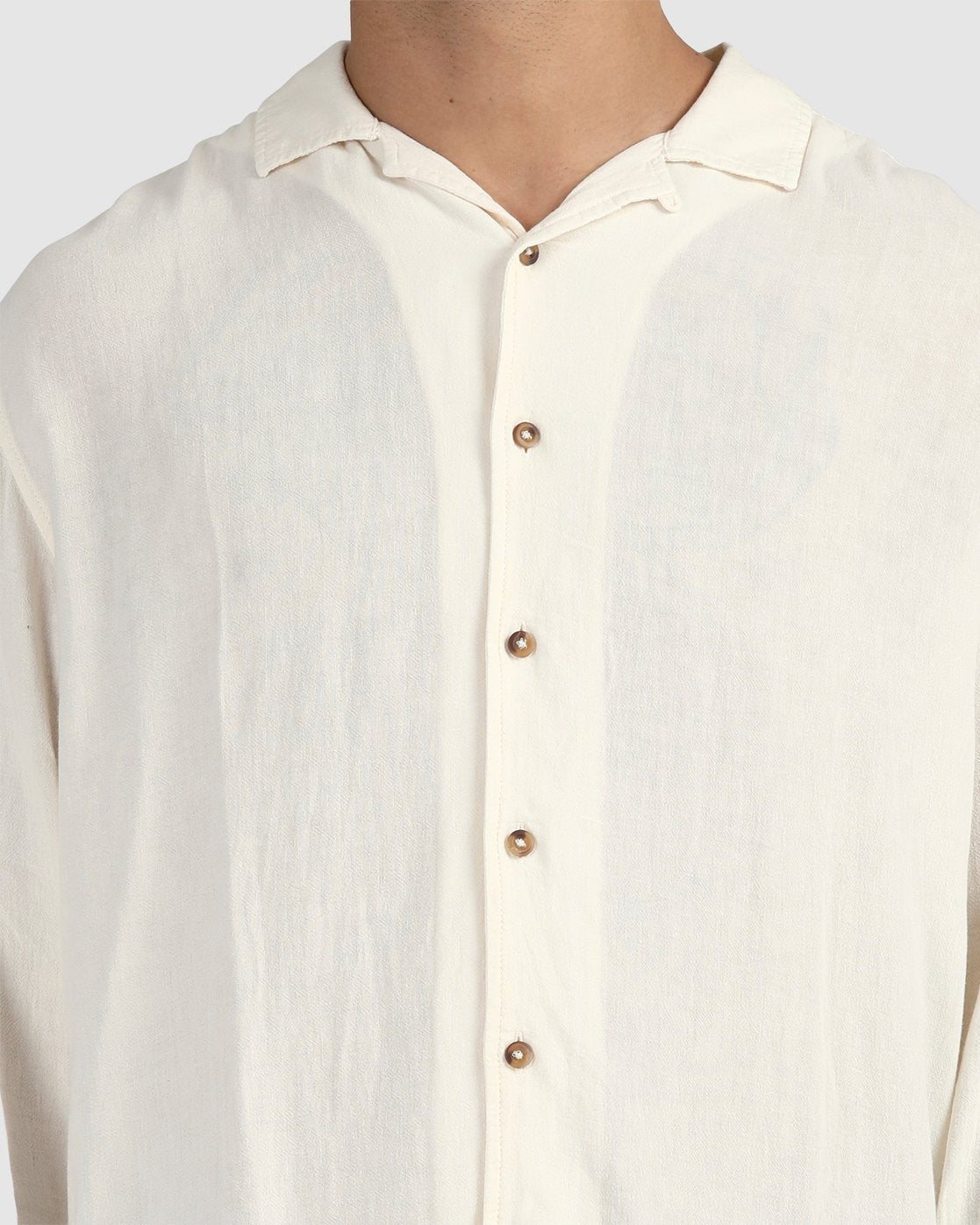 RVCA Beat Long Sleeve Button-Down Shirt Natural