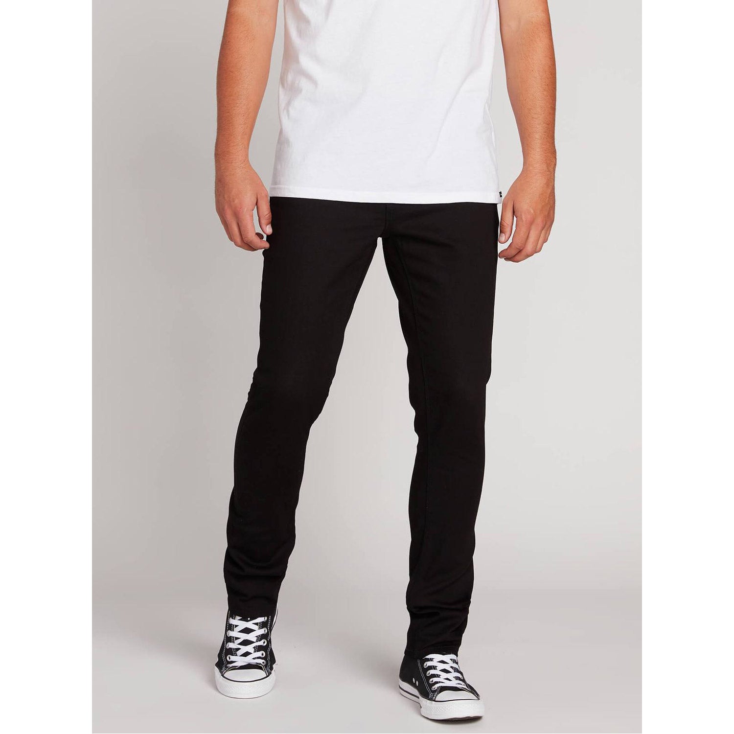 Volcom 2X4 Tapered Skinny Fit Jeans Black on Black