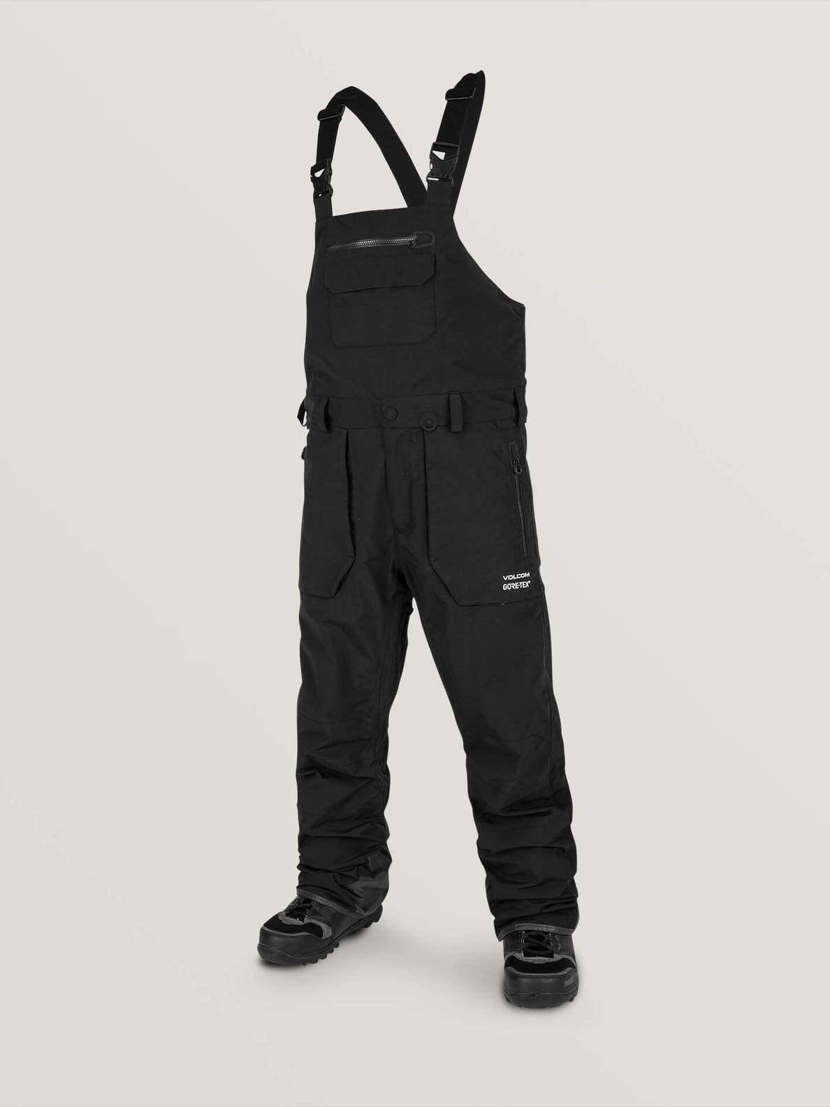 Volcom Mens Rain Gore Bib Overall- Black Black