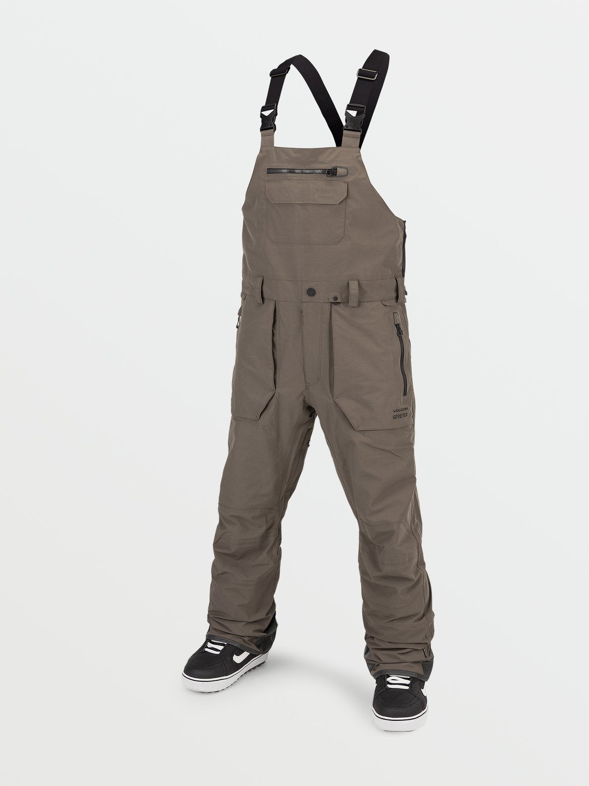 Volcom Mens Rain Gore Bib Overall- Black Dark teak