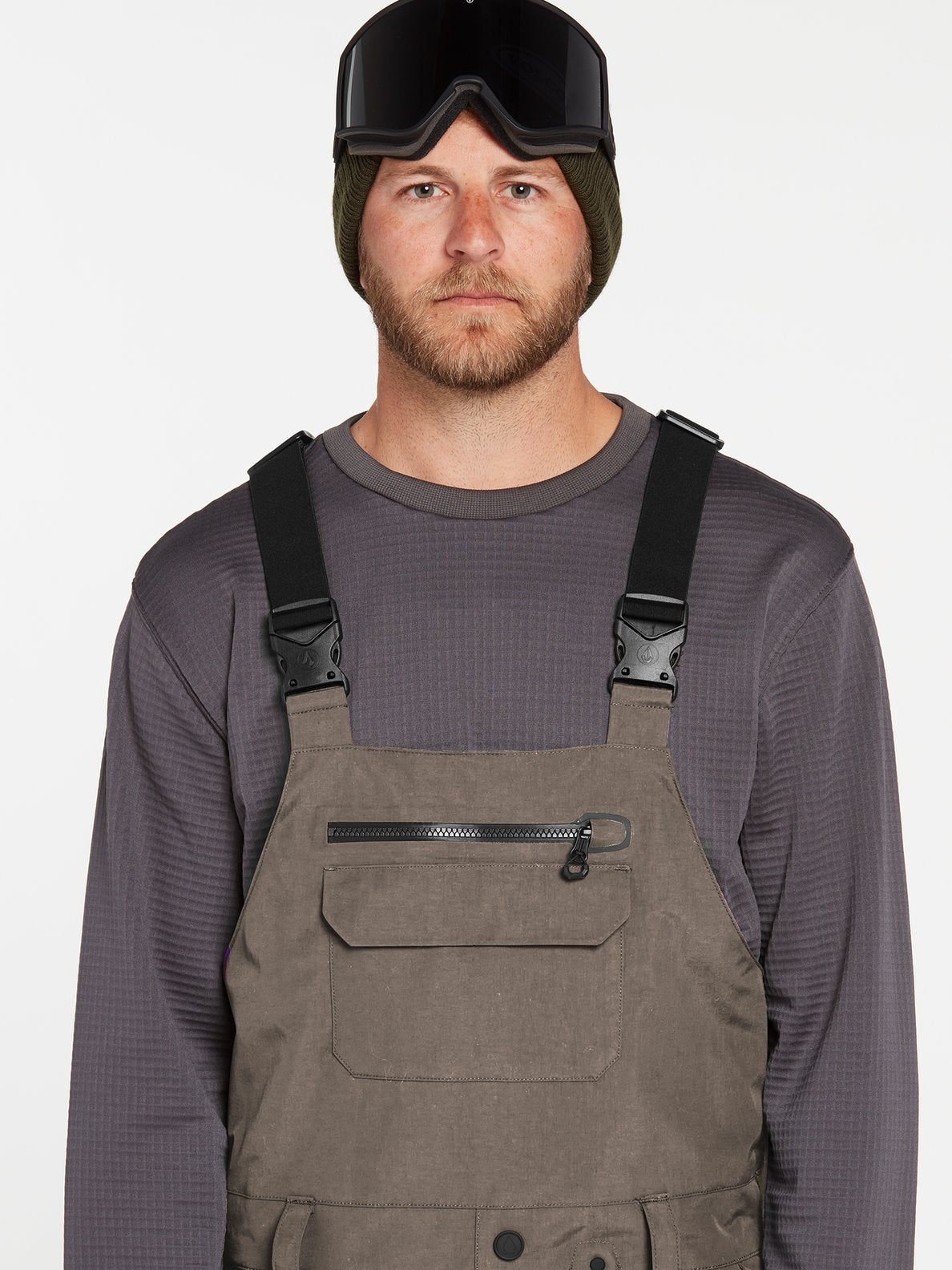 Volcom Mens Rain Gore Bib Overall- Black Dark teak