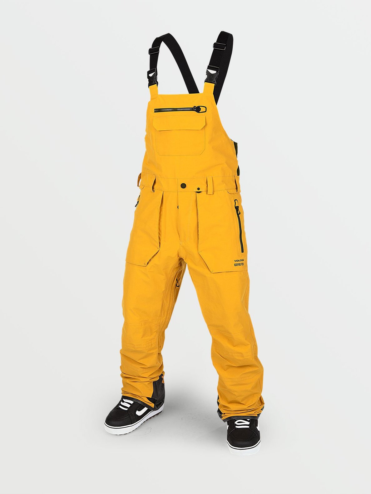 Volcom Mens Rain Gore Bib Overall- Black Resin gold