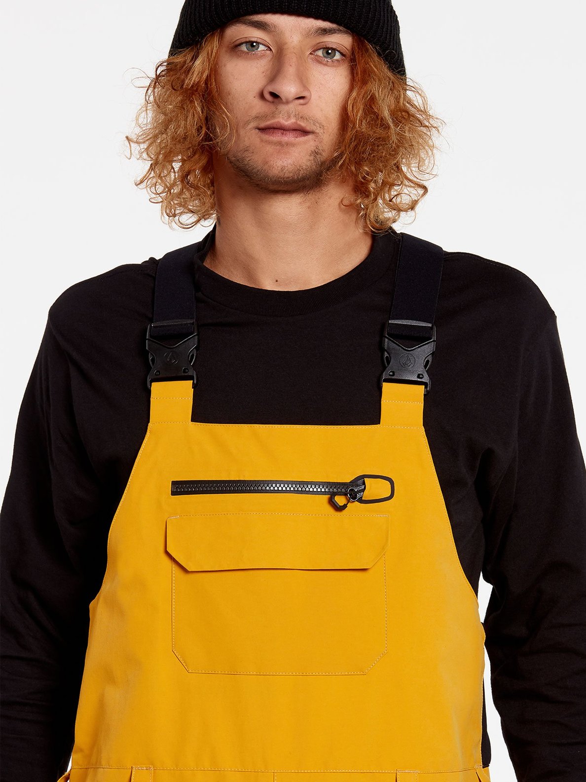 Volcom Mens Rain Gore Bib Overall- Black Resin gold